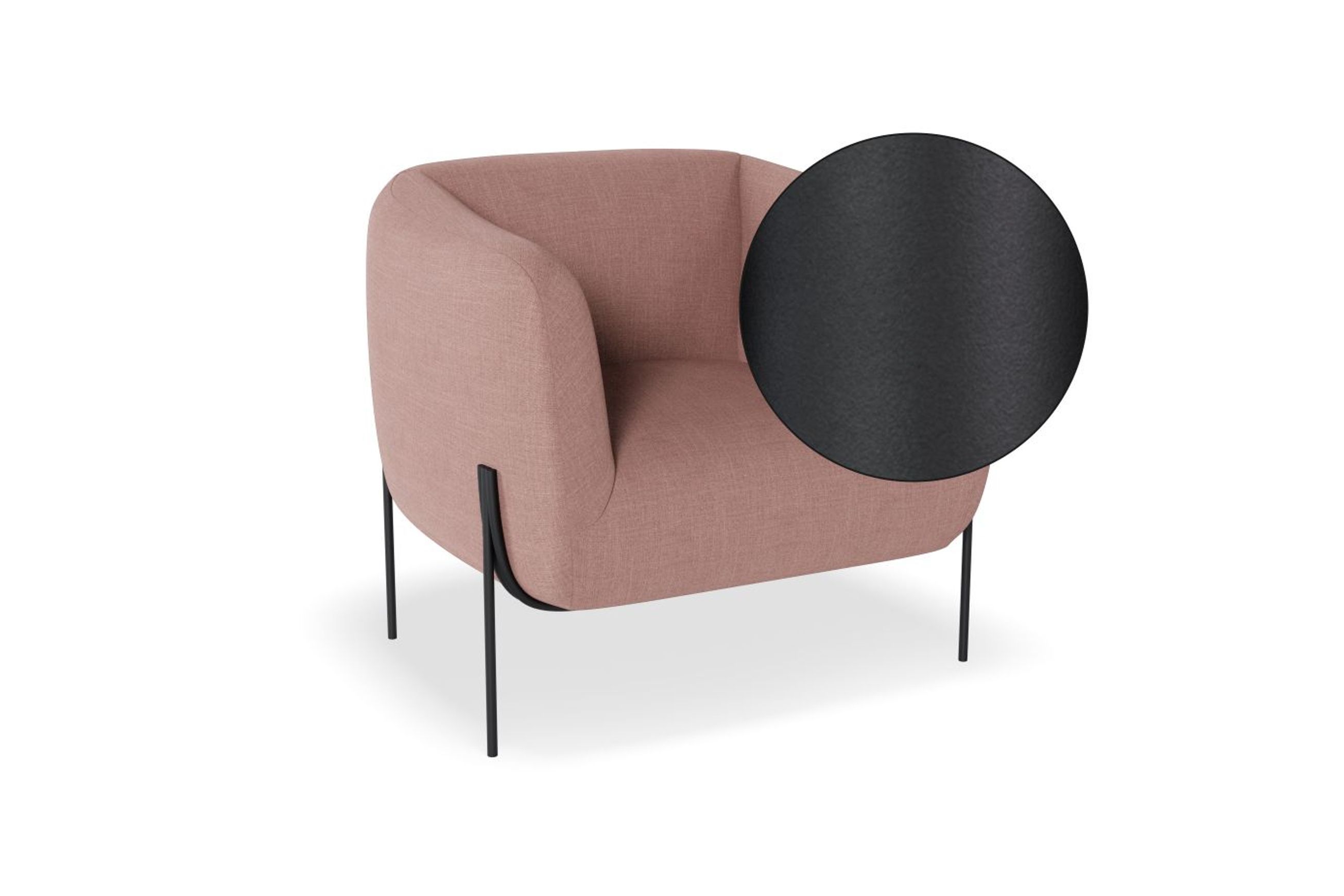 Belle Lounge Chair -Blush Pink Brushed Matt Bronze Legs
