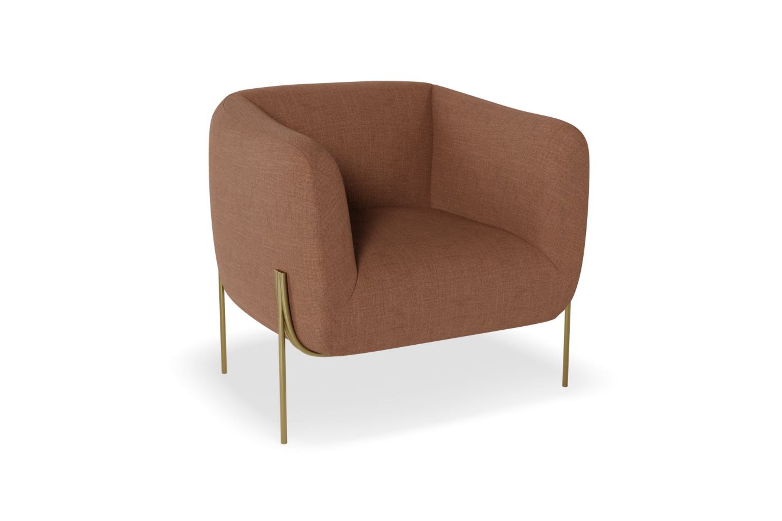 Belle Lounge Chair - Terracotta Rust - Brushed Matt Bronze Legs
