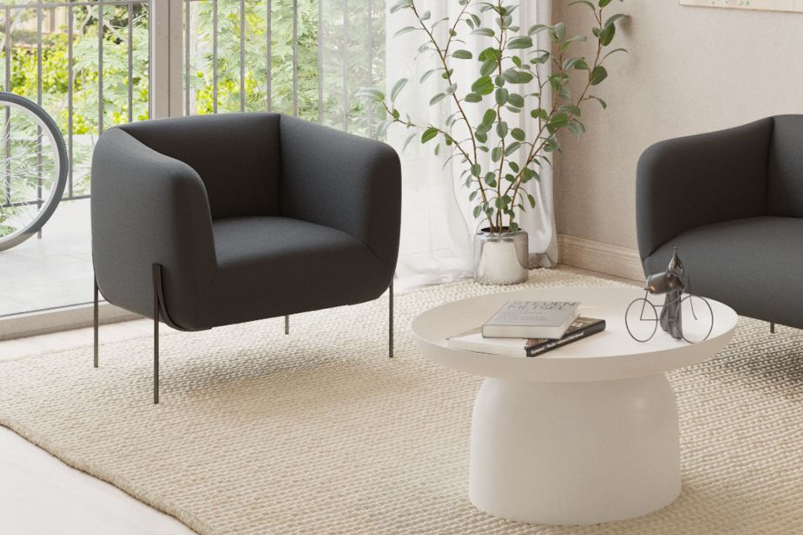Belle Lounge Chair - Storm Grey - Matt Black Legs