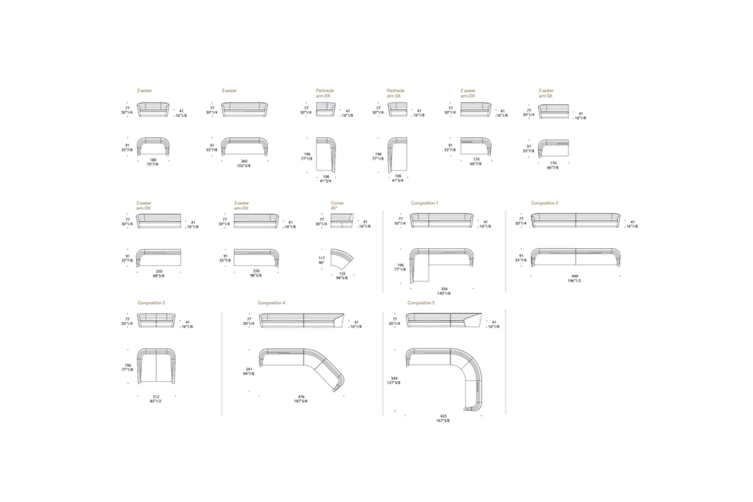 Granturismo Sofa dimensions