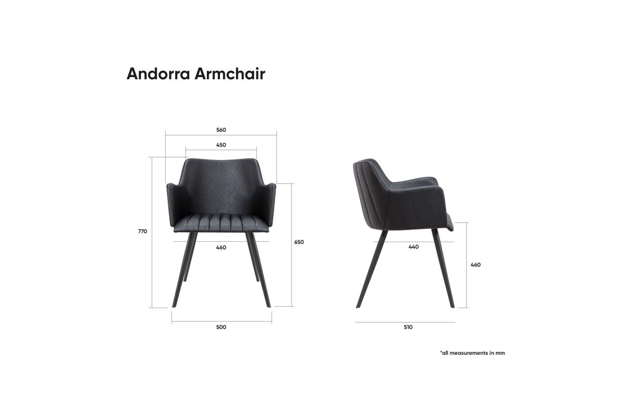 Andorra Arm Chair Vintage Grey Seat