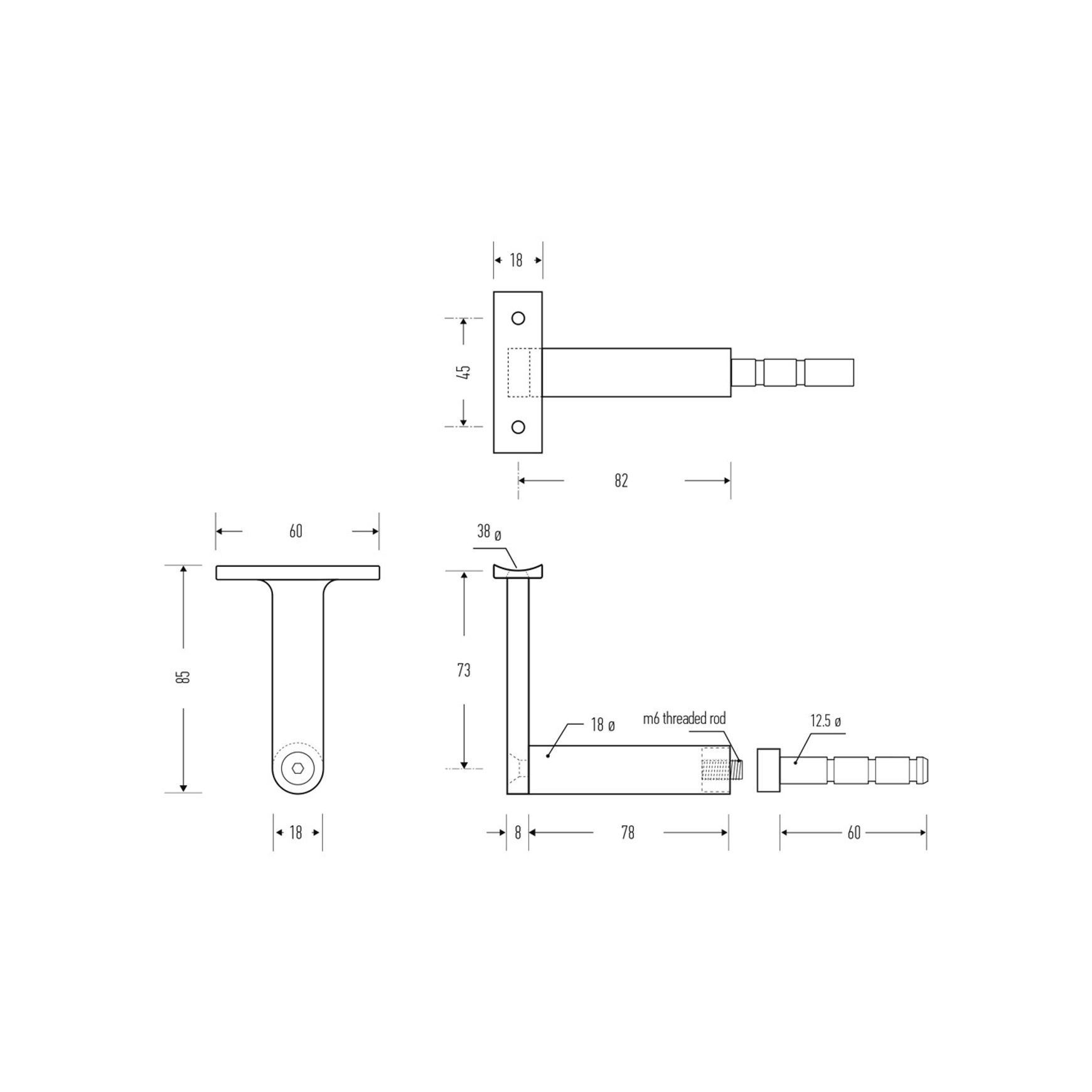 Halliday & Baillie T Stair Rail Bracket HB500