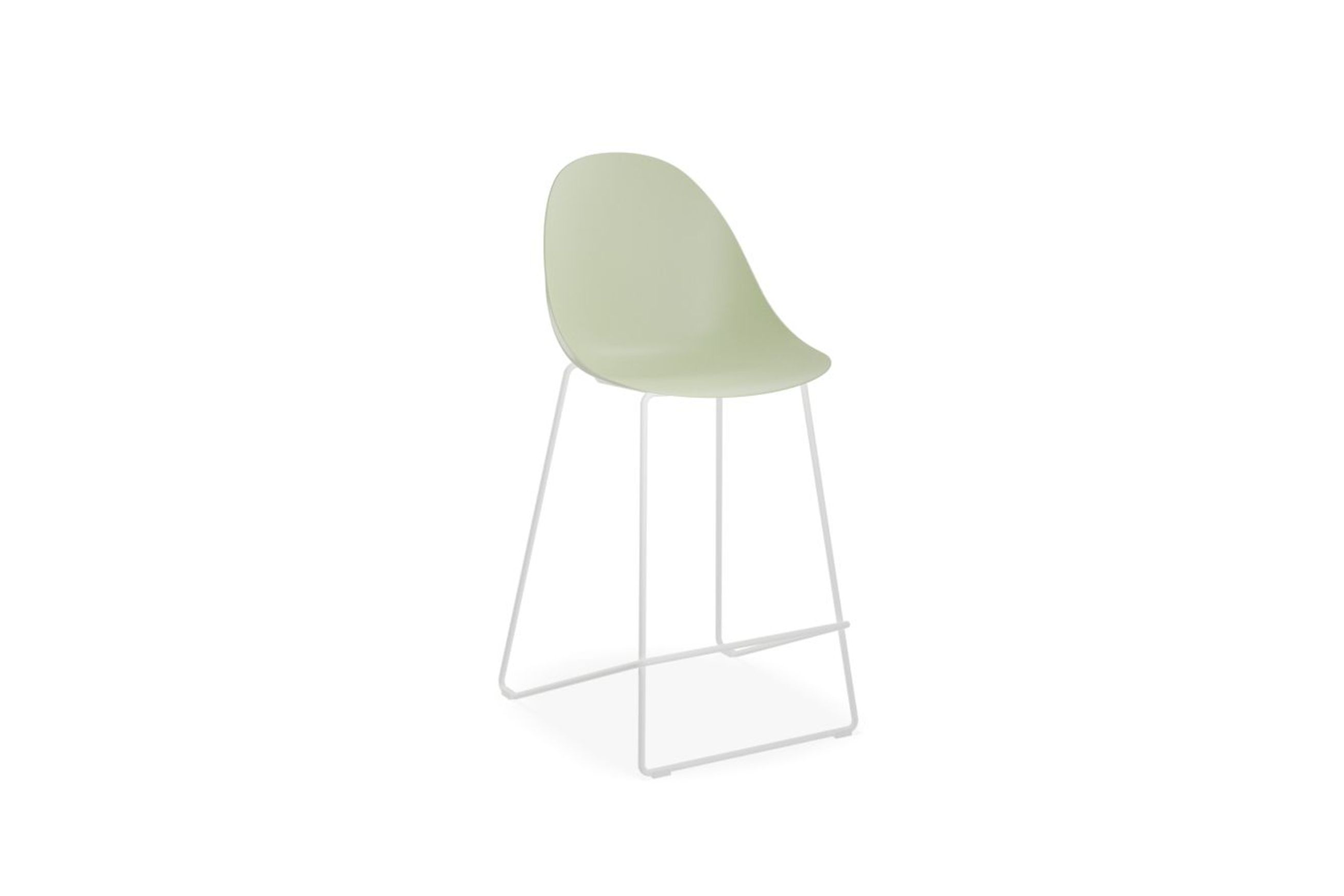Pebble Mint Green Stool Shell Seat - Bar Stool 75cm Seat - Black Base