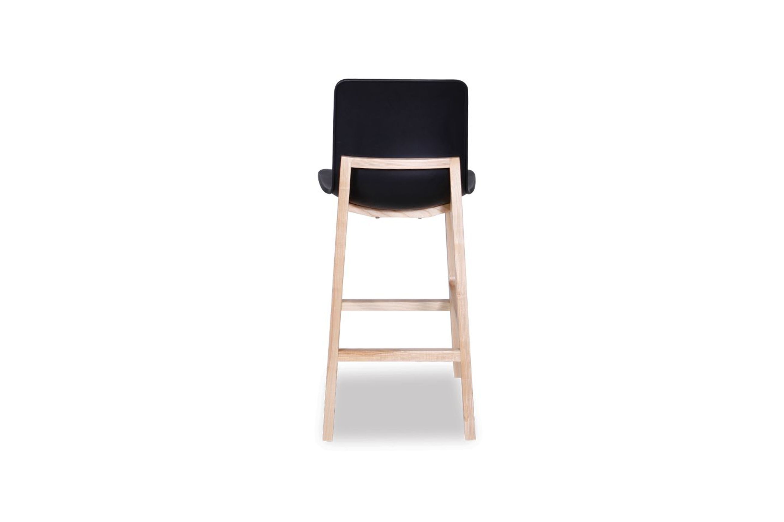 Ara Stool - Natural - Black Shell - Kitchen Bench Seat Height 65cm  - Black Seat - Natural Ash legs