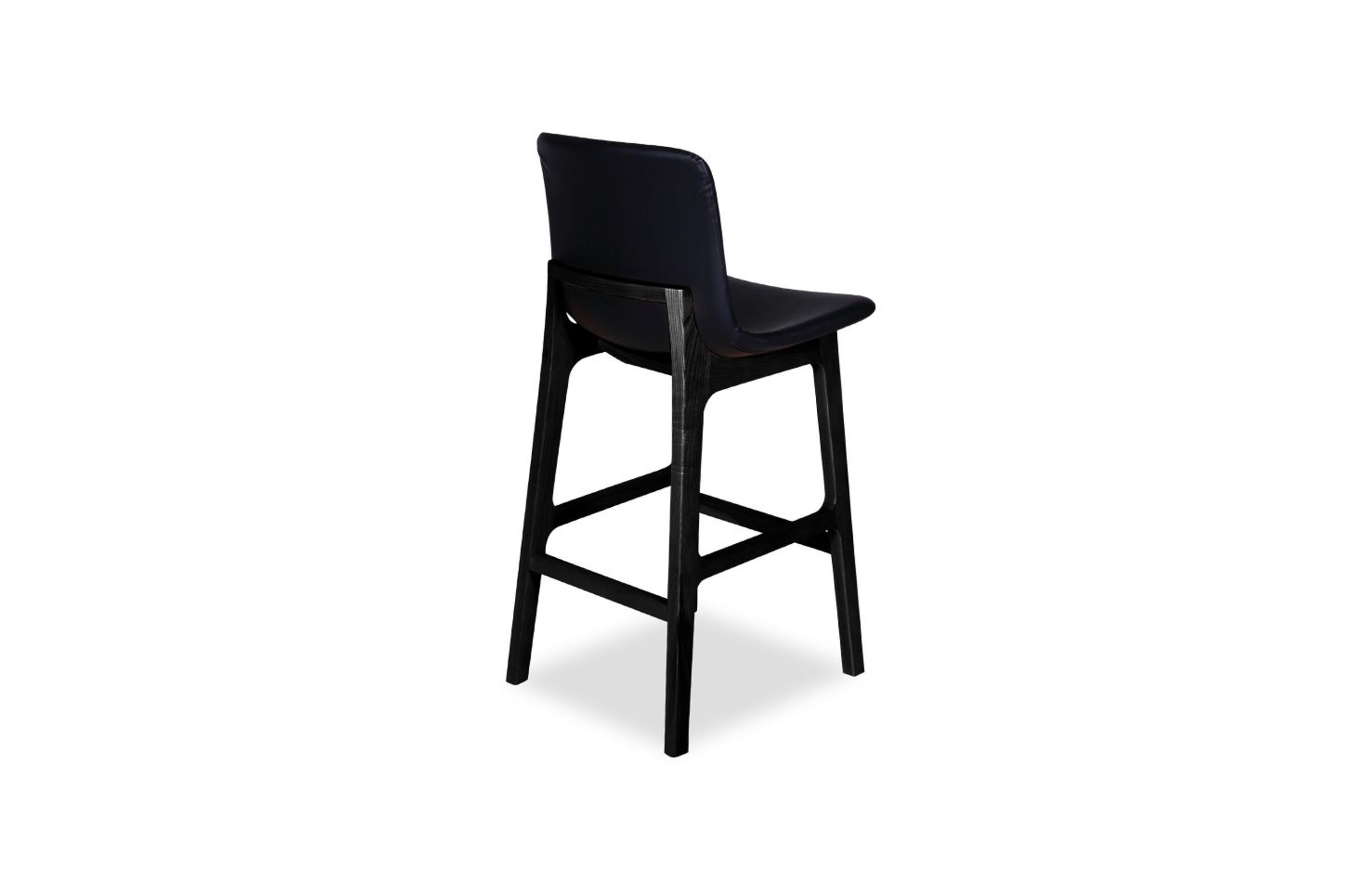 Ara Stool - Black - Black Pad - Bar Bench Seat Height 74cm  - Black Seat - Black Ash legs