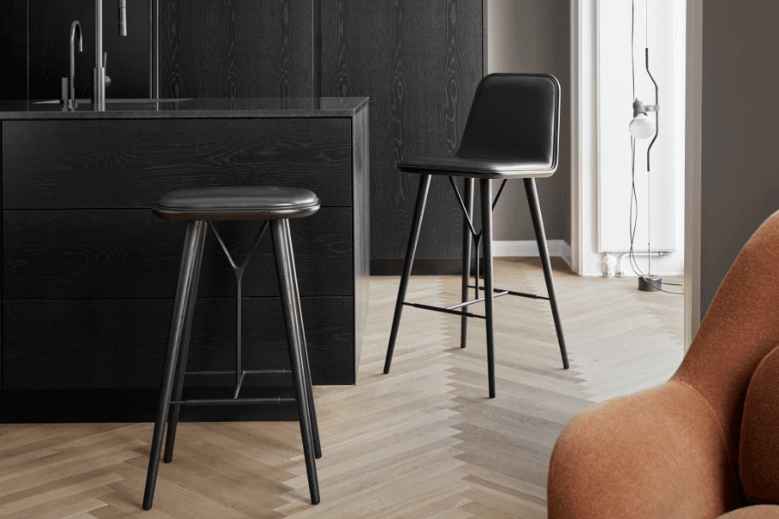 Spine Wood Stool Front Upholstery by Fredericia