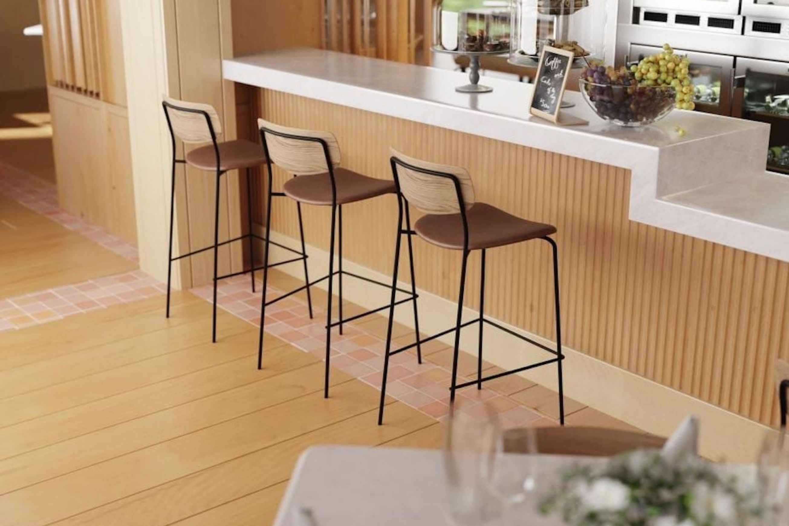 Rylie Stool Natural with Vegan Leather Seat