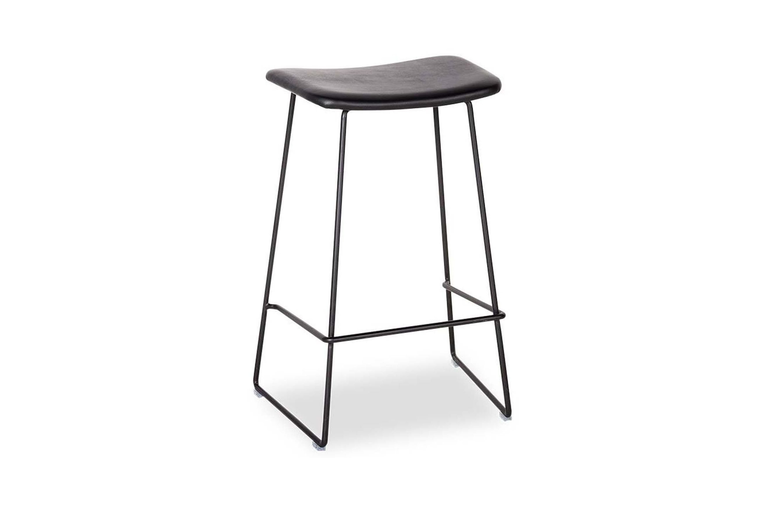 Winnie Stool -  Black Leather  - 76cm Bench Height