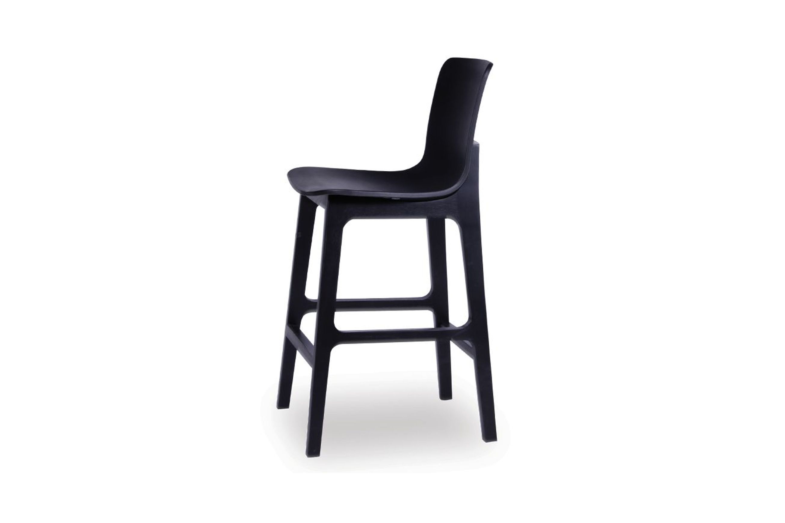 Ara Stool - Black - Black Shell - Kitchen Bench Seat Height 65cm - Black Seat - Black Ash legs