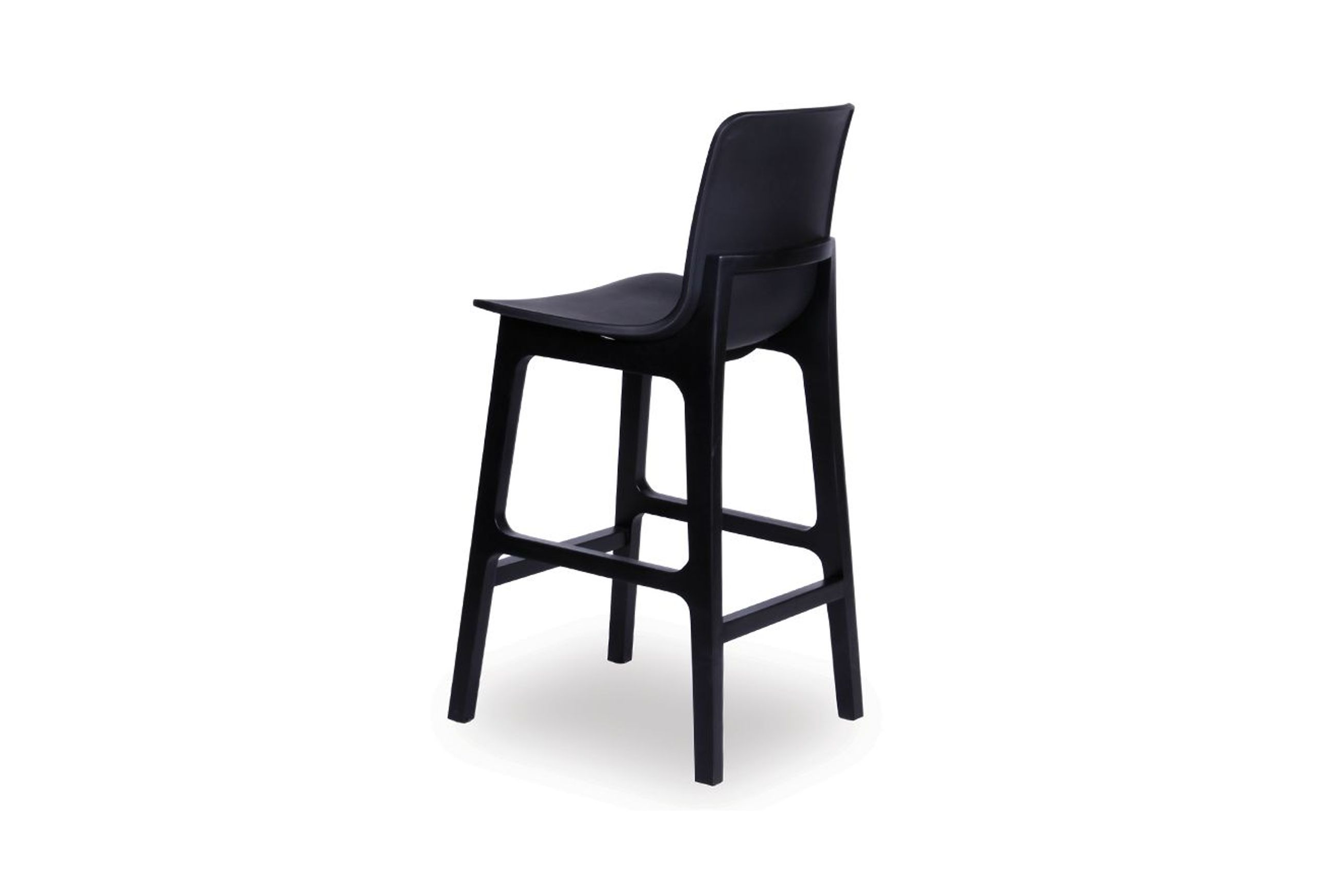 Ara Stool - Black - Black Shell - Kitchen Bench Seat Height 65cm - Black Seat - Black Ash legs