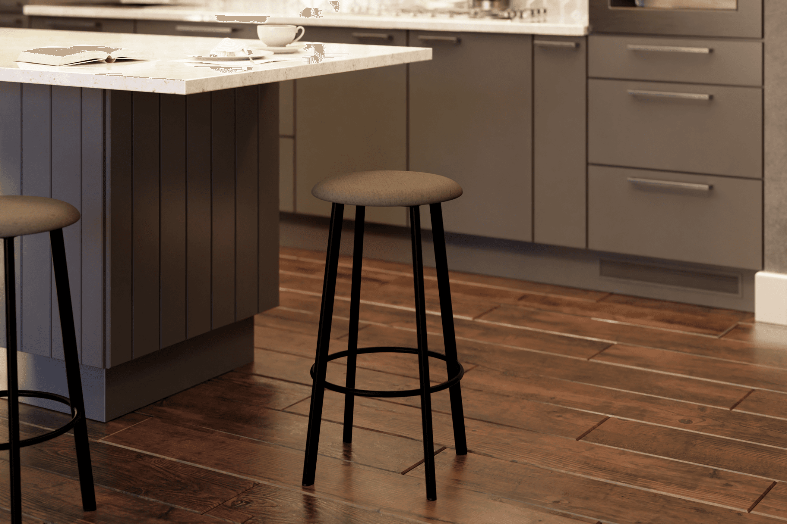 Atlas Bar Stool - Black with Fabric Pad Options