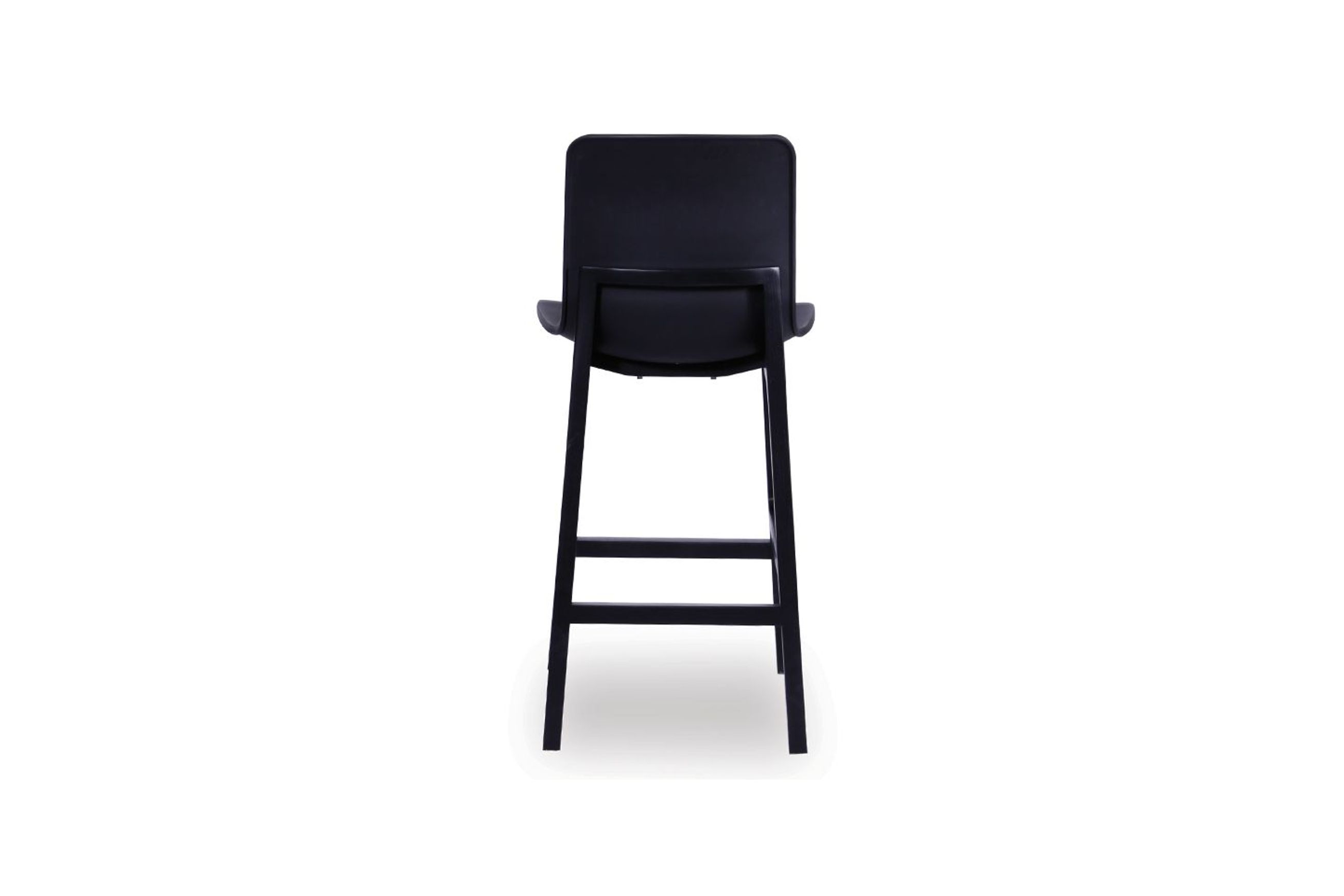 Ara Stool - Black - Black Shell - Bar Bench Seat Height 74cm - Black Seat - Black Ash legs