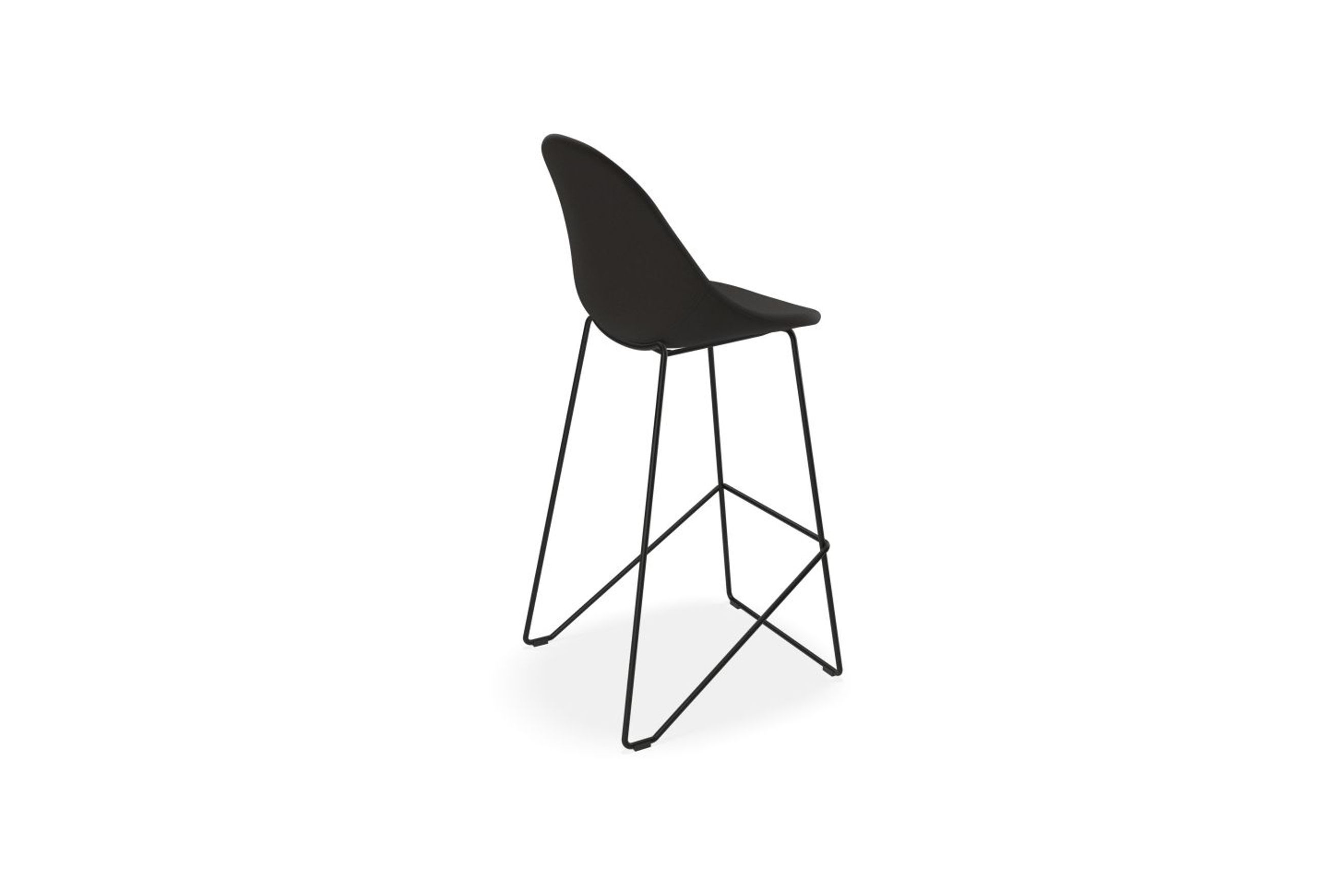 Pebble Fabric Anthracite Upholstered Stool - Counter Stool 65cm Seat Height