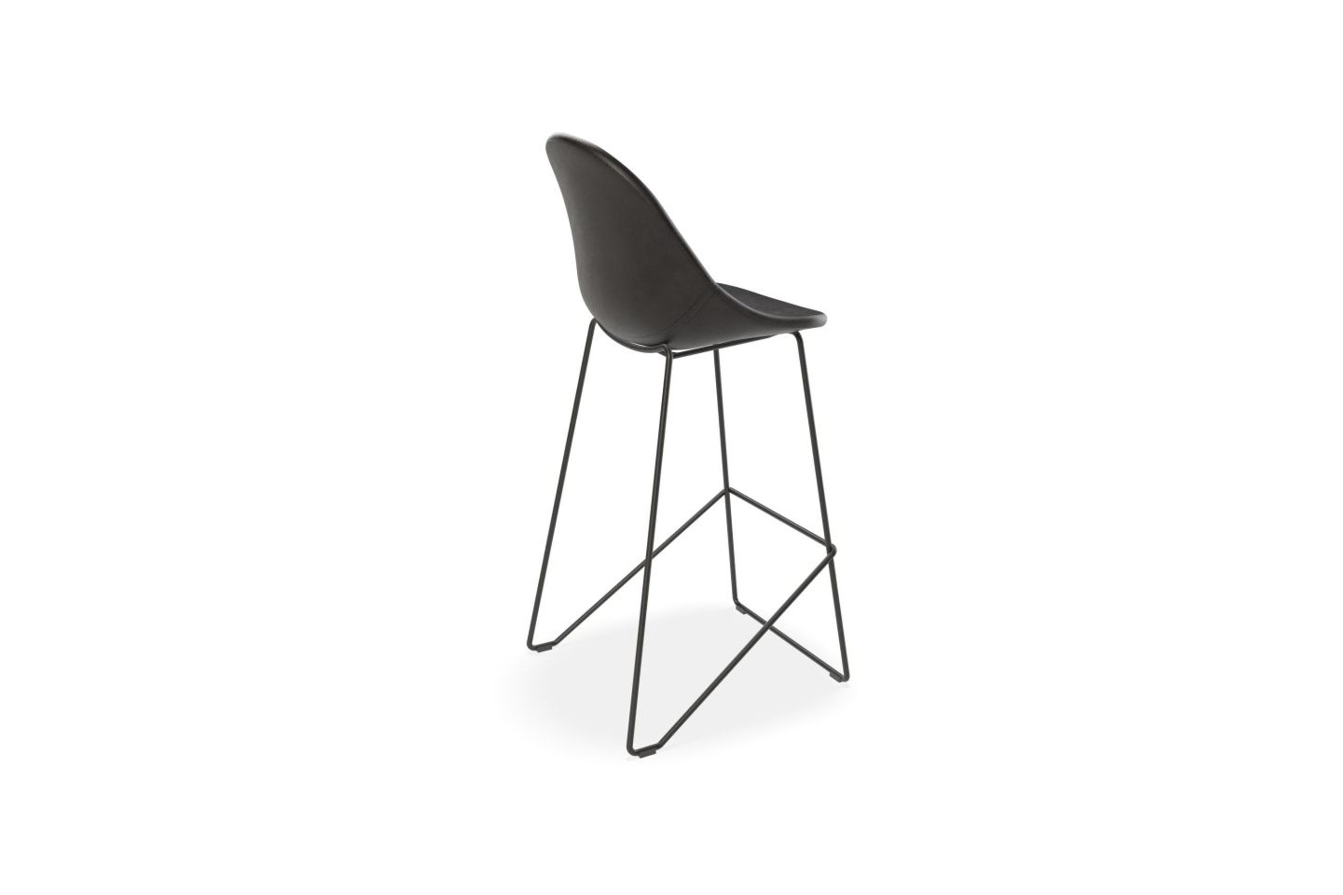Pebble Stool Black Upholstered Vintage Seat
