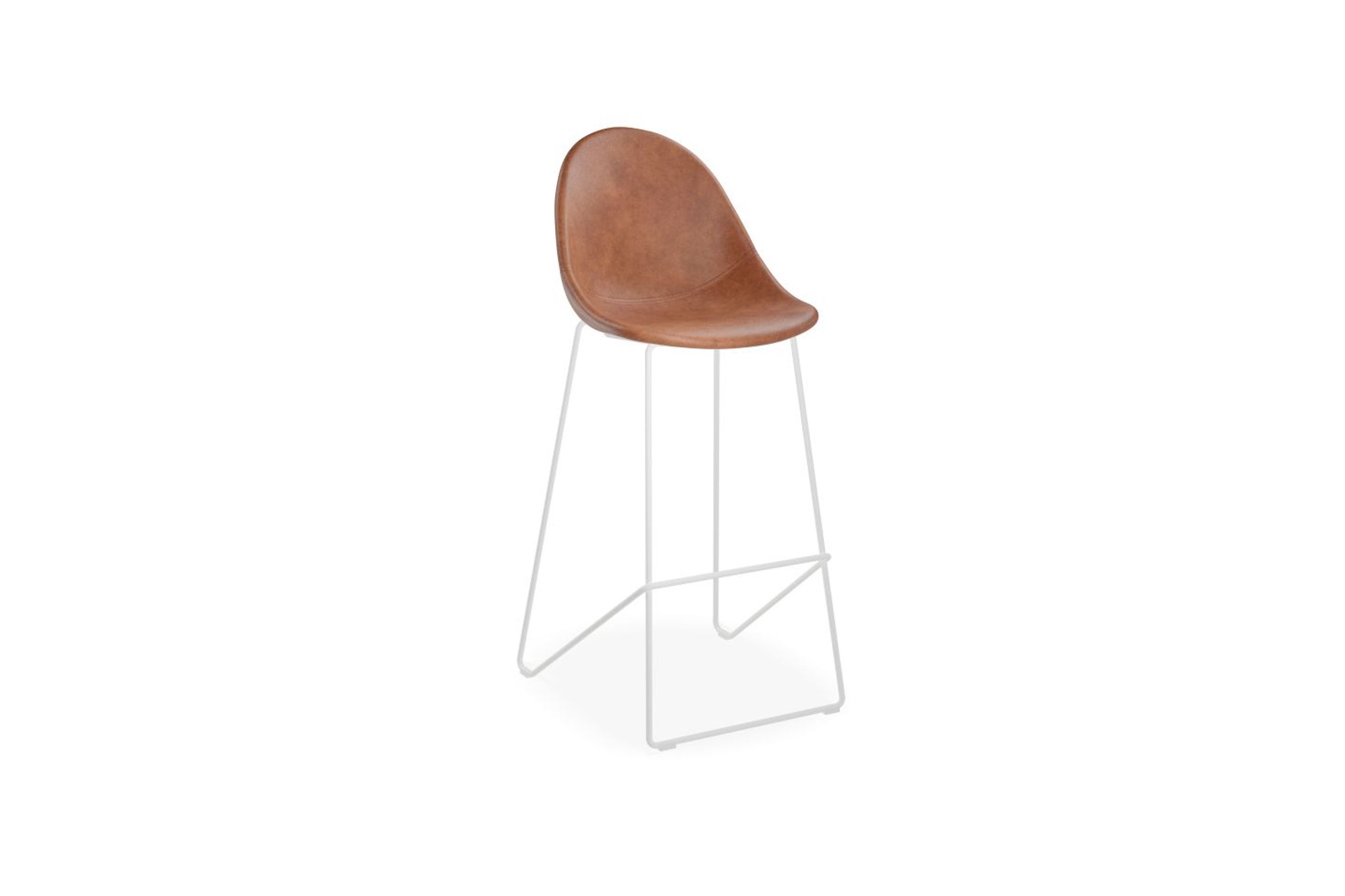 Pebble Stool Brown Upholstered Vintage Seat  - Counter Stool 65cm Seat - Black Base