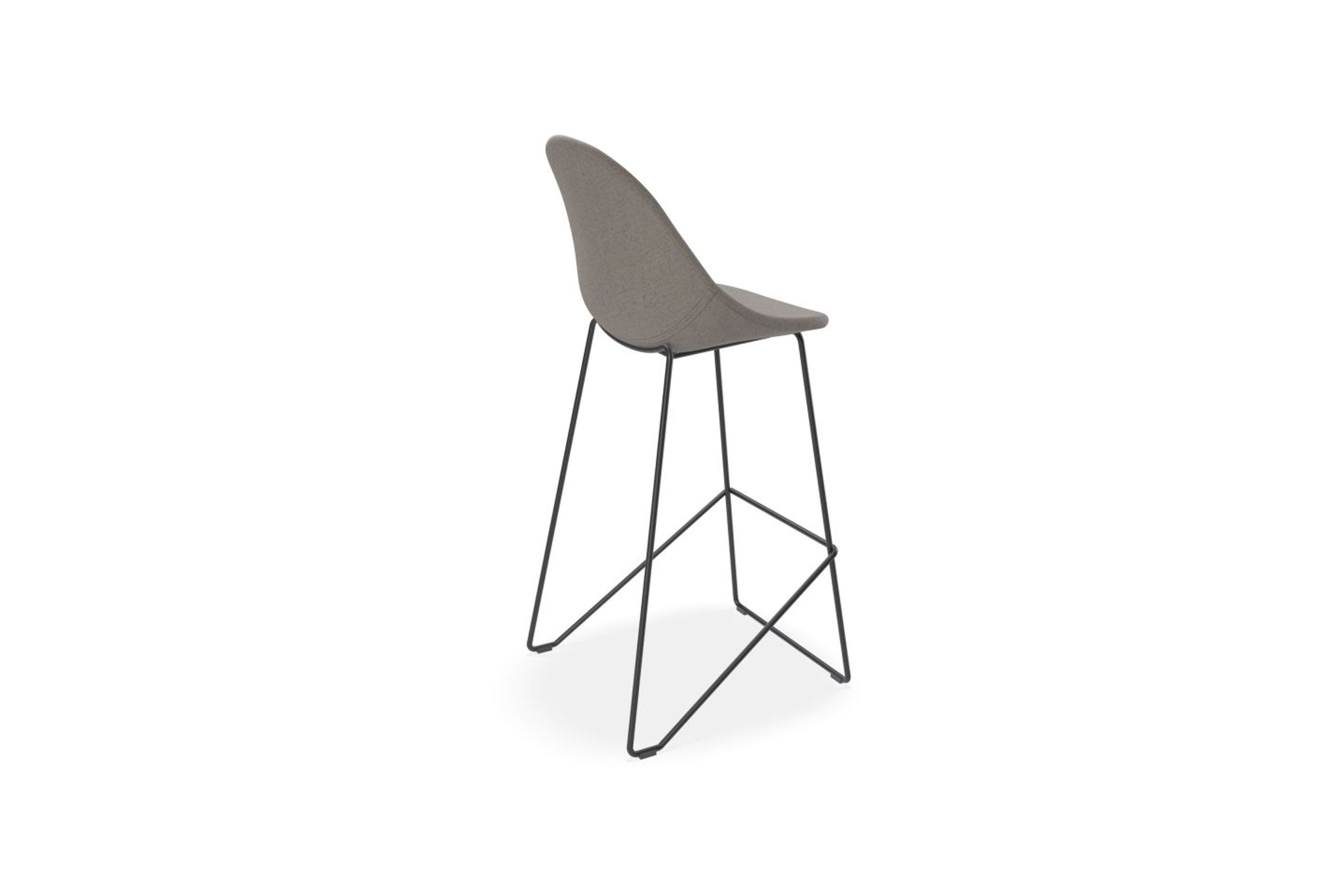 Pebble Fabric Grey Upholstered Stool - 75cm Seat Height