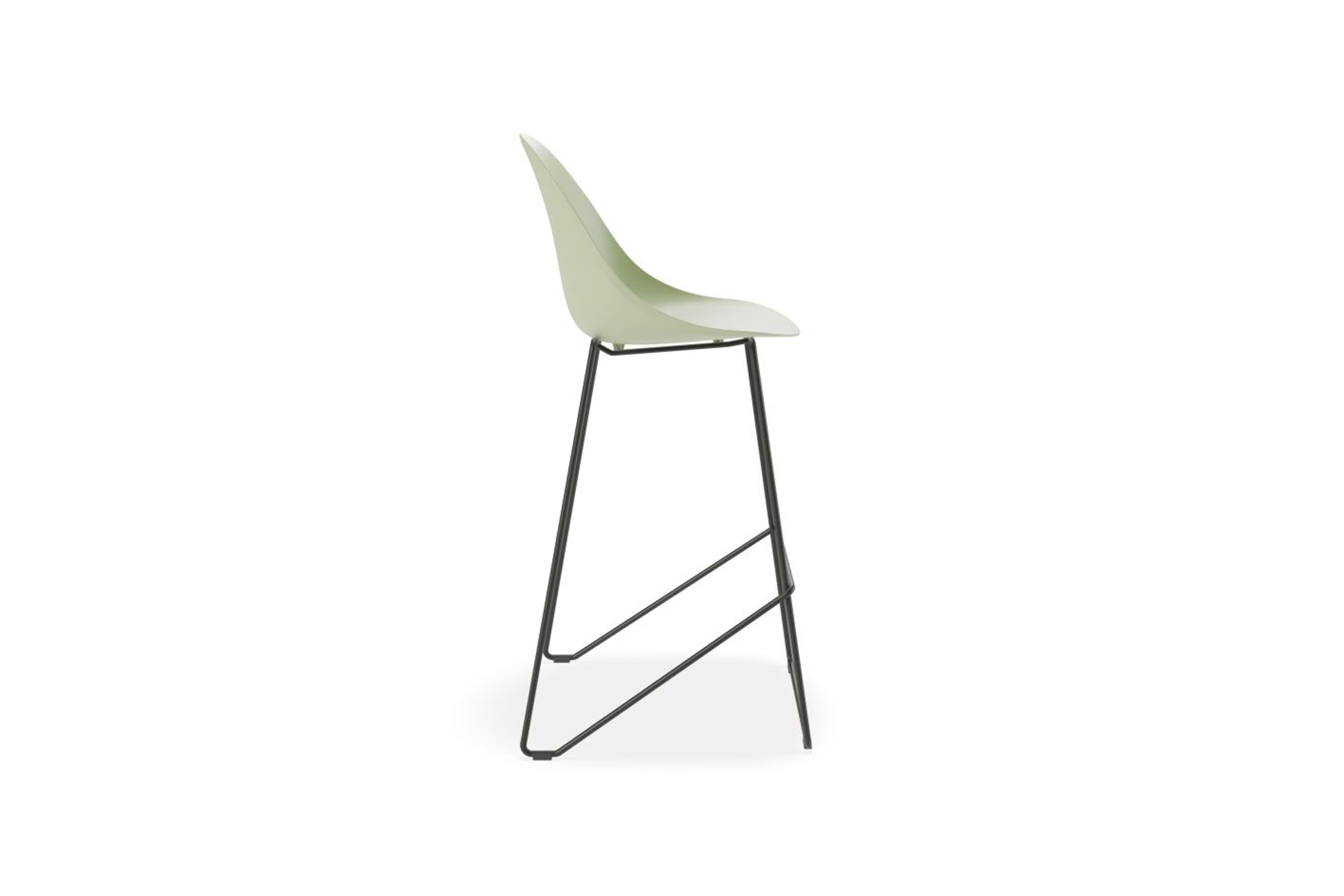 Pebble Mint Green Stool Shell Seat - Bar Stool 75cm Seat - White Base