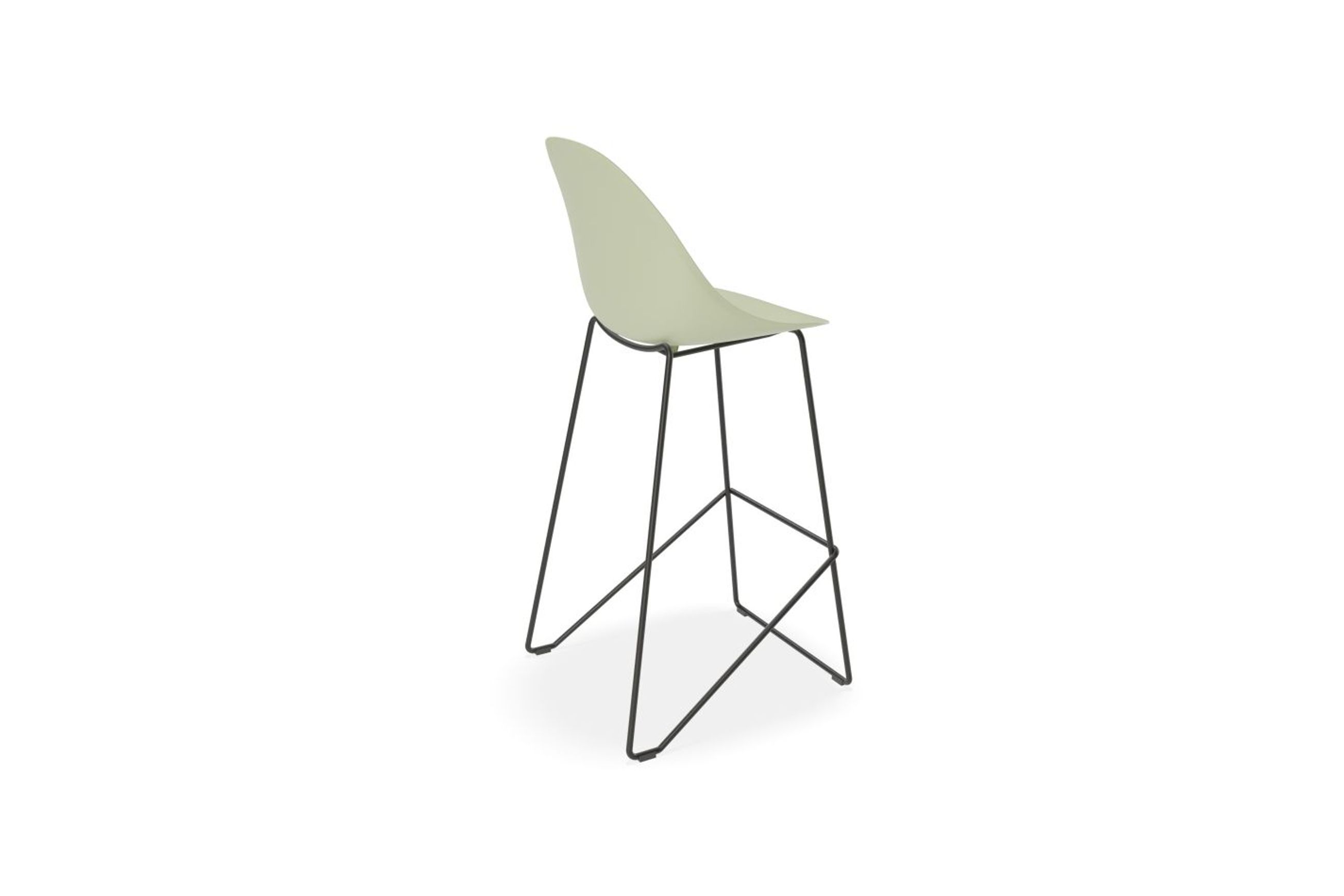 Pebble Mint Green Stool Shell Seat - Bar Stool 75cm Seat - Black Base