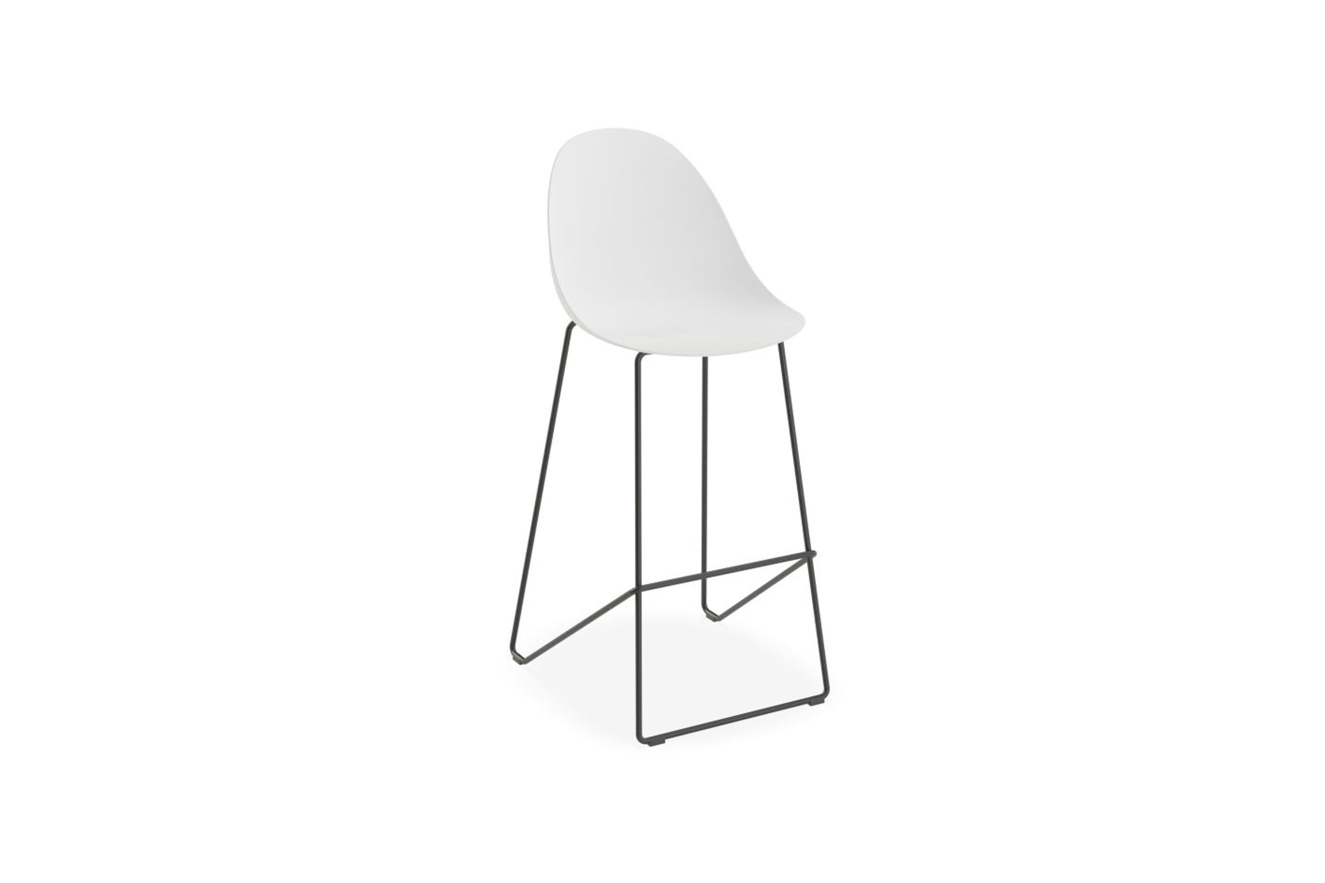 Pebble White Stool Shell Seat - Counter Stool 65cm Seat Height - White Frame