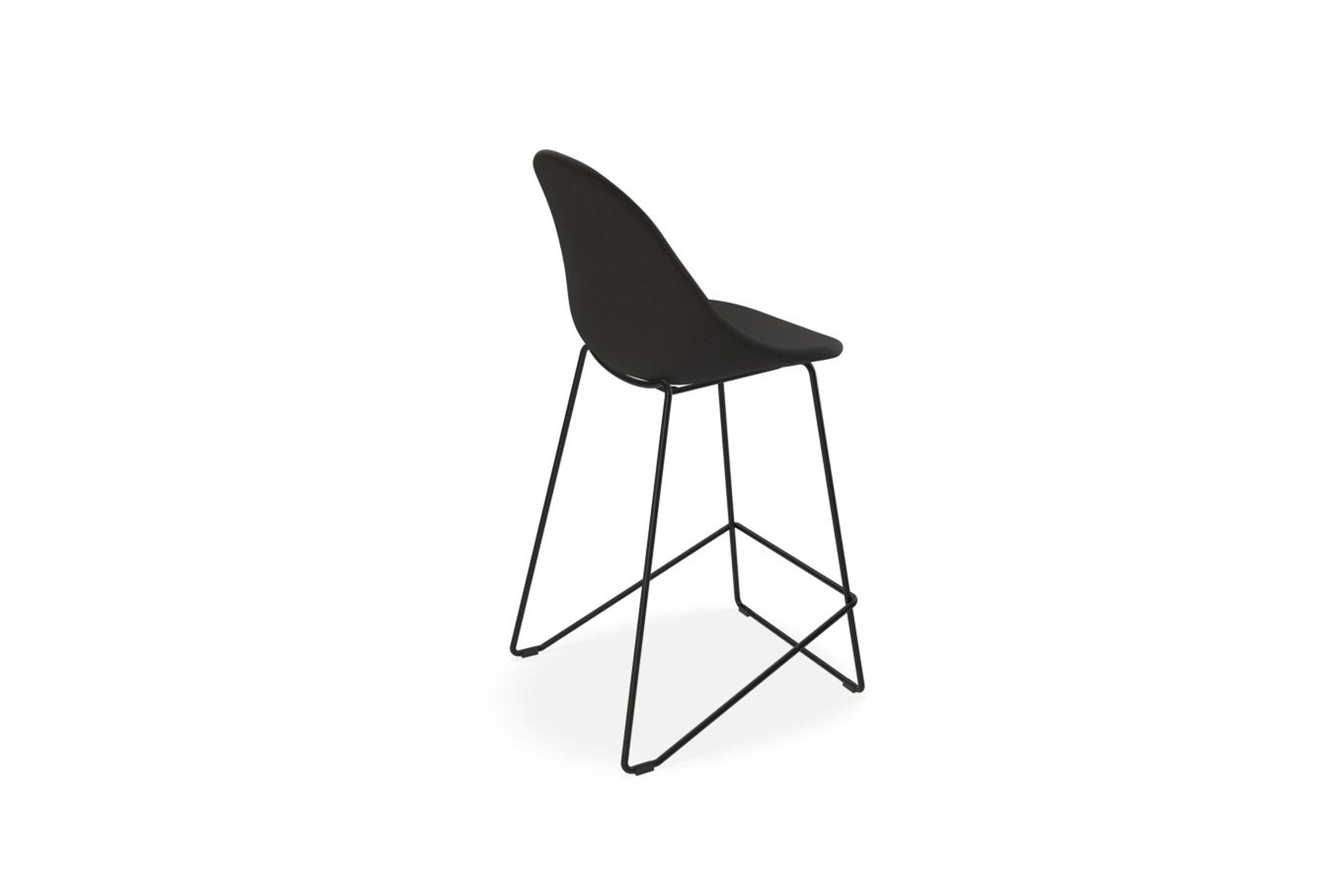 Pebble Fabric Anthracite Upholstered Stool - Bar Stool 75cm Seat Height
