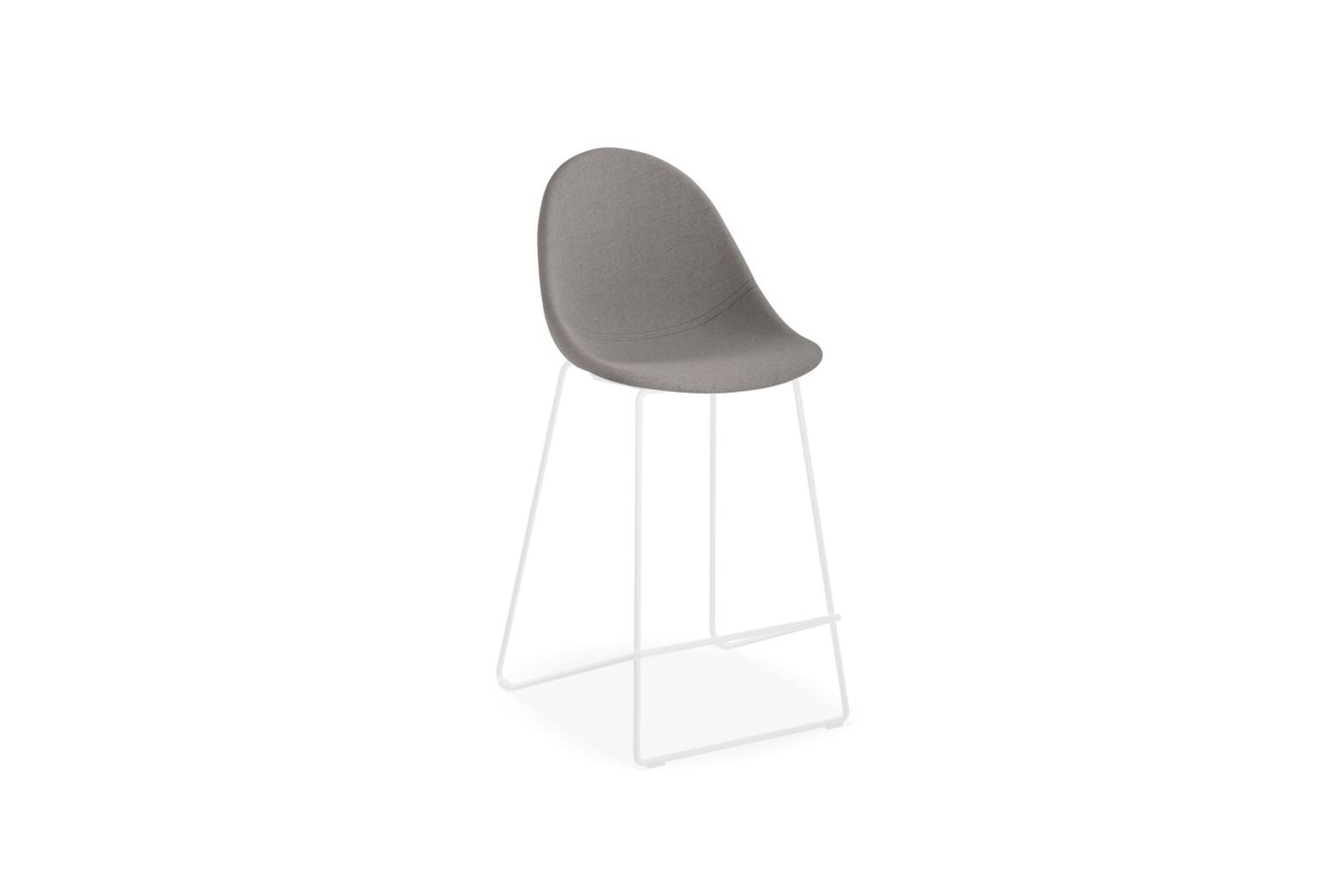 Pebble Fabric Grey Upholstered Stool - Counter Stool 65cm Seat Height - Black Base