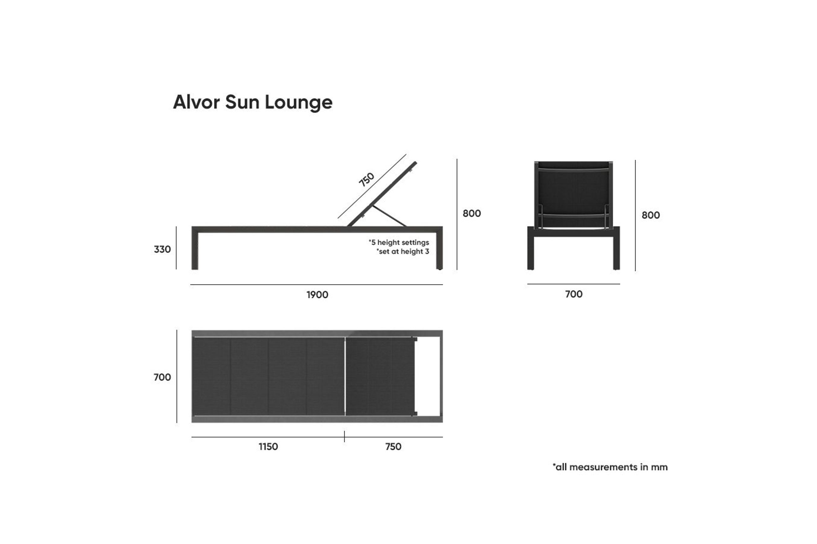Alvor Sun Lounge - White - Light Grey Mesh
