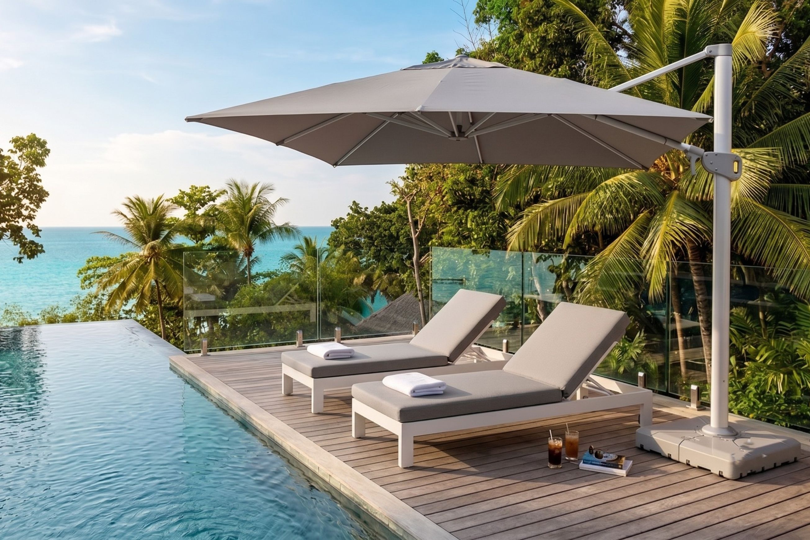 Monaco Sun Lounger with Sunbrella Cushion | White