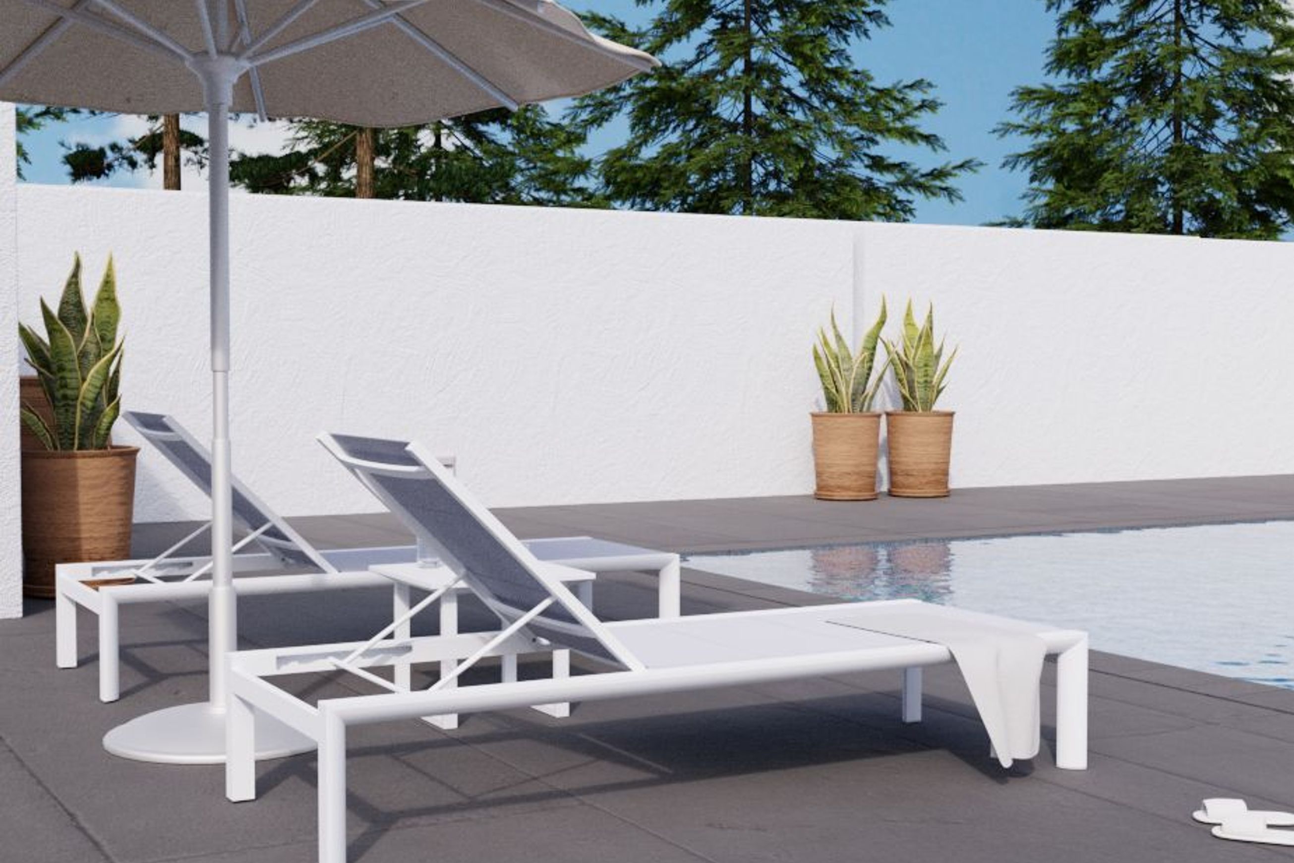 Alvor Sun Lounge - White - Light Grey Mesh