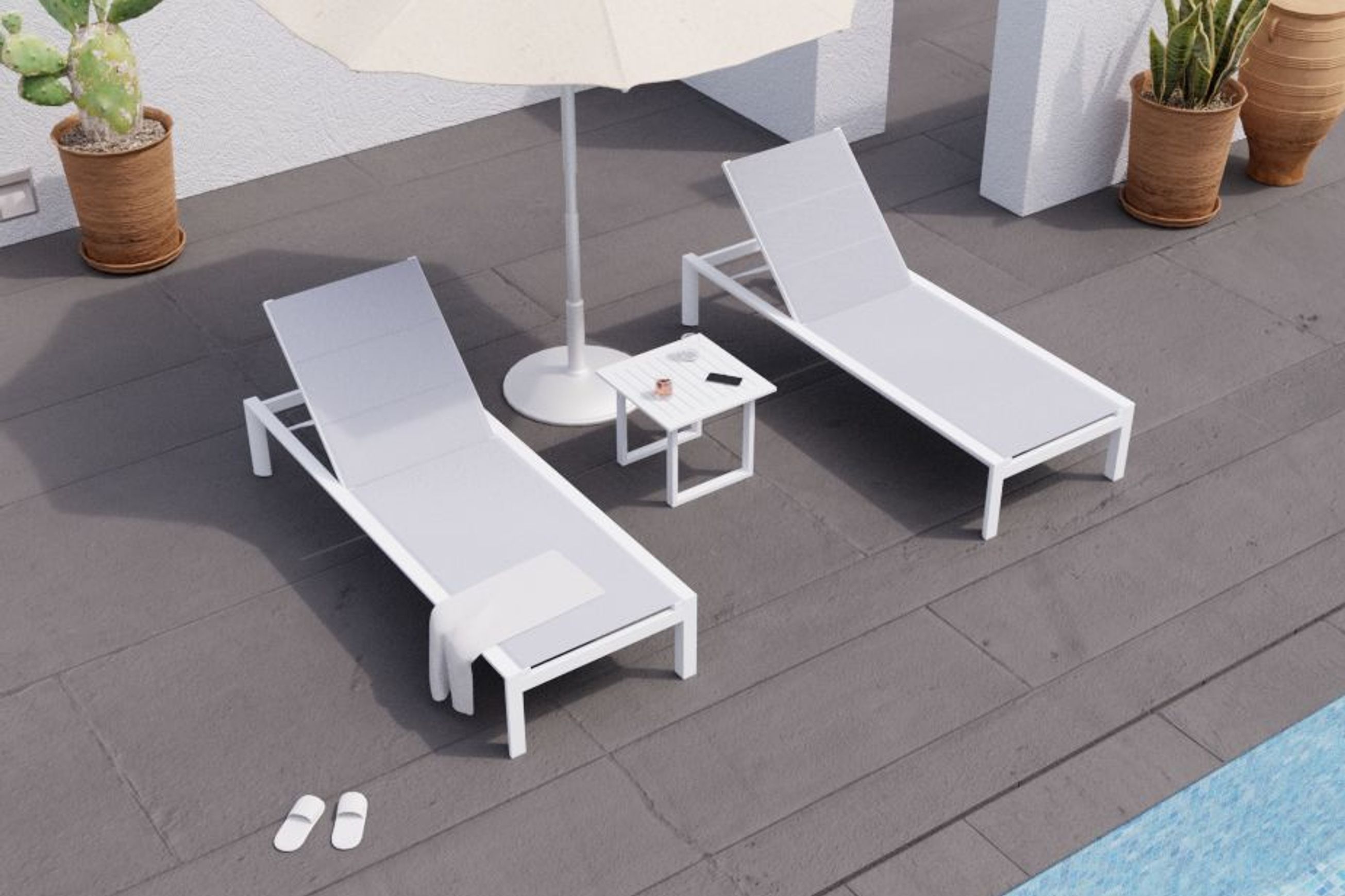 Alvor Sun Lounge - White - Light Grey Mesh