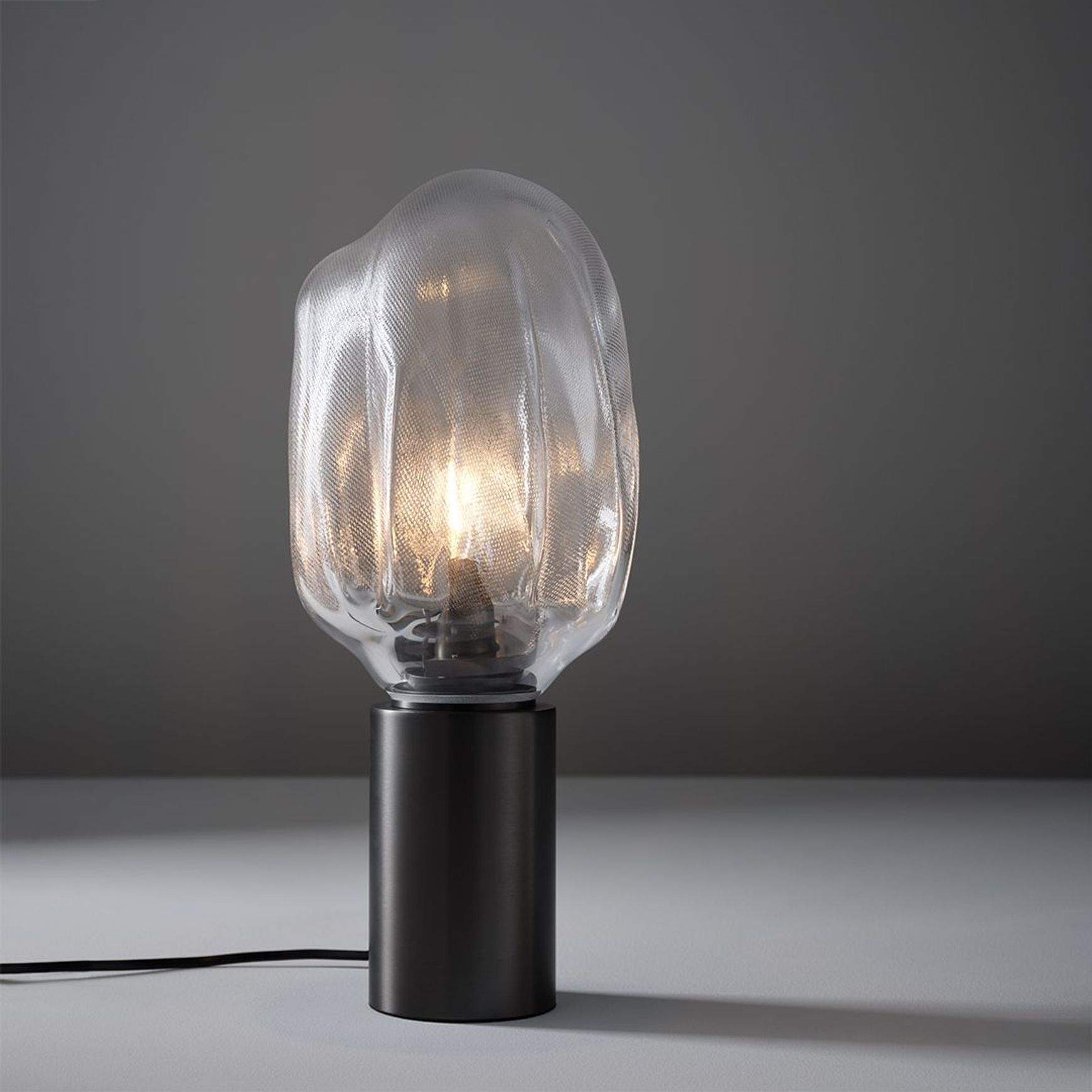 Veluto 1 Light Glass Table Lamp in Brushed Gunmetal