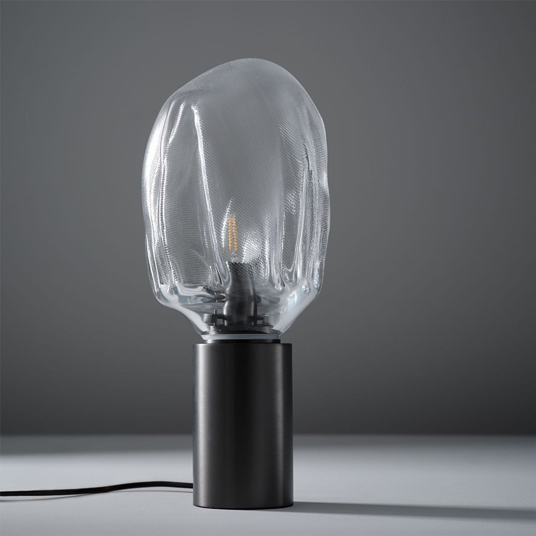 Veluto 1 Light Glass Table Lamp in Brushed Gunmetal