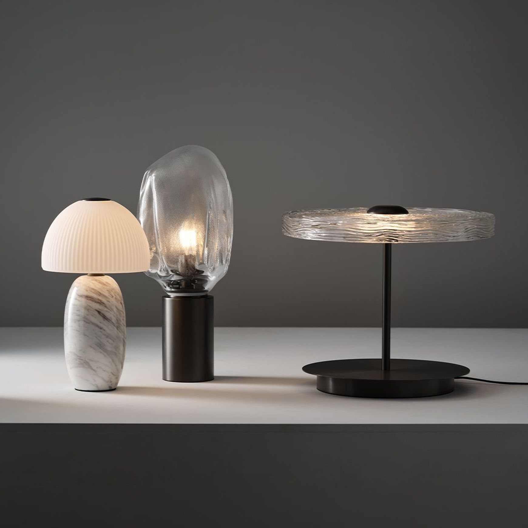 Veluto 1 Light Glass Table Lamp in Brushed Gunmetal