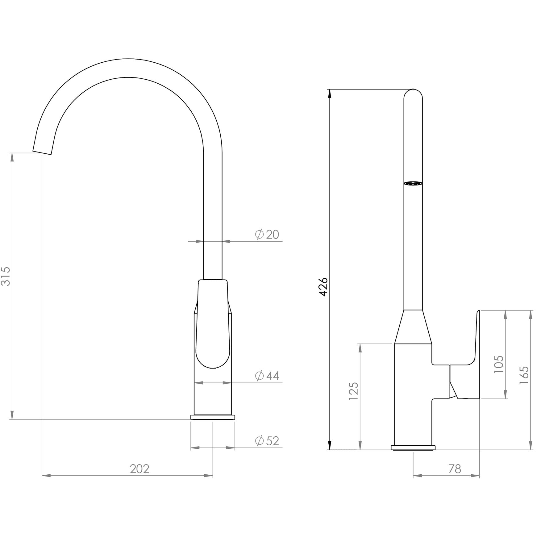 Olympia Gooseneck Sink Mixer