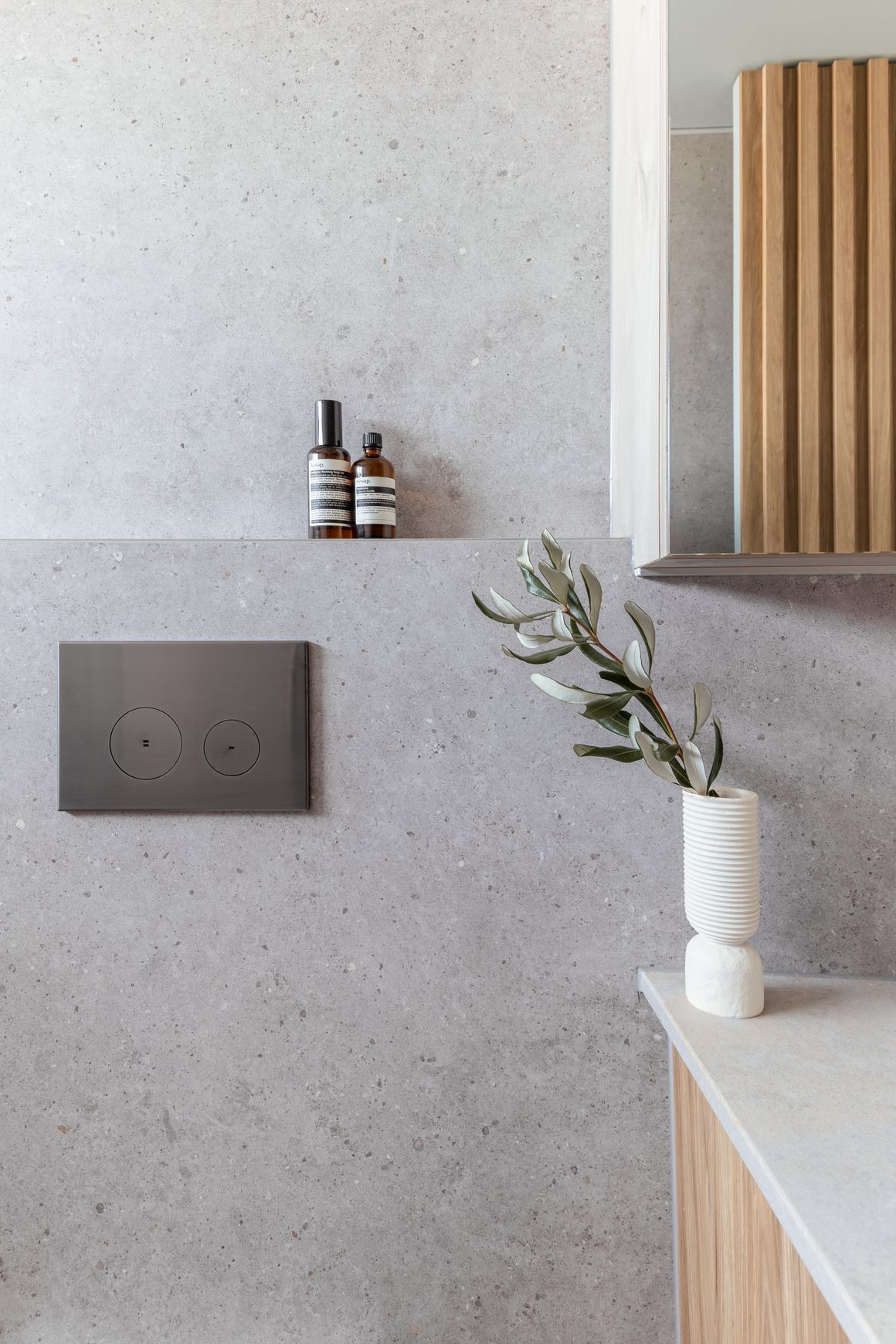 Zaaha Toilet Flush Button Round - Brushed Gunmetal
