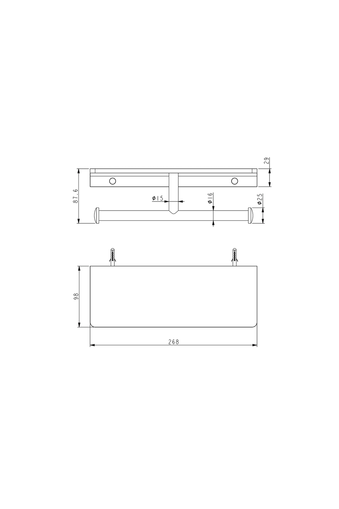 Pari Double Toilet Paper Holder With Shelf