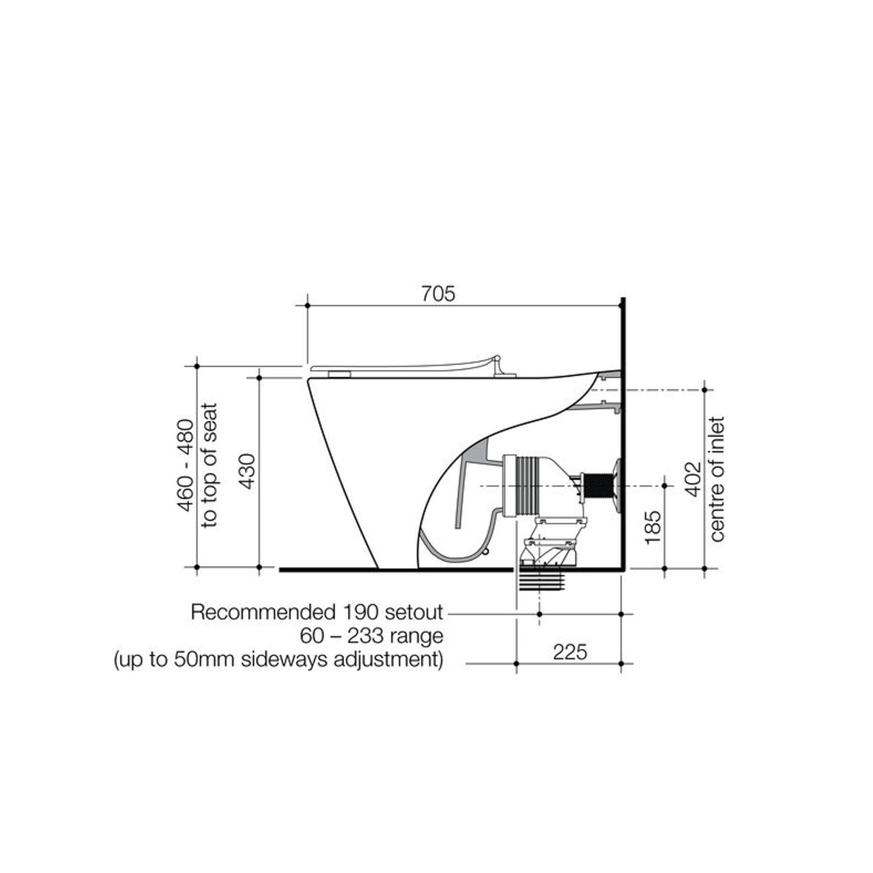 Care 705 Cleanflush Invisi Series II® Suite Carvelle Single Flap Seat White Backrest GermGard®