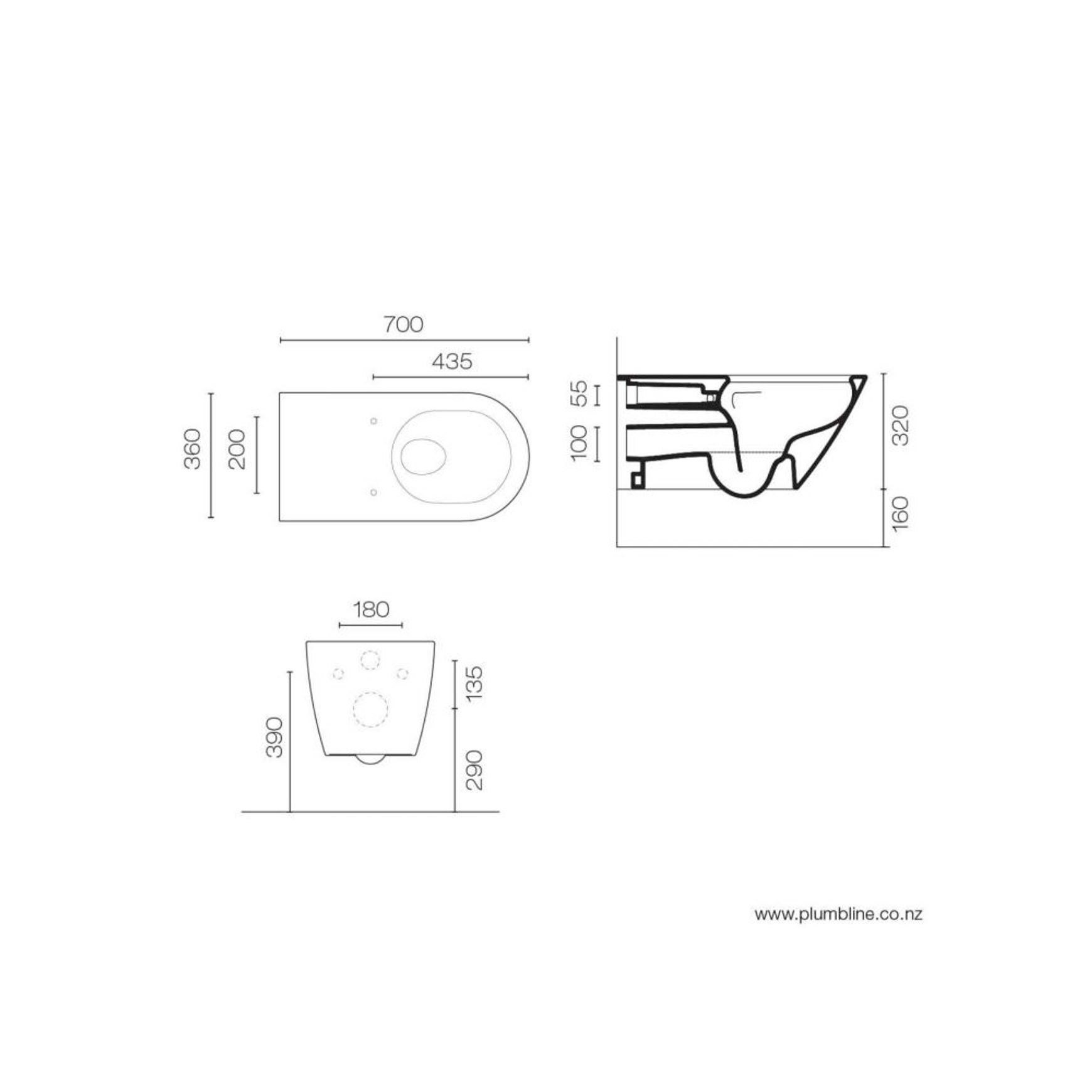 Sfera 70 Rimless Wall Hung Toilet With White Seat Ring