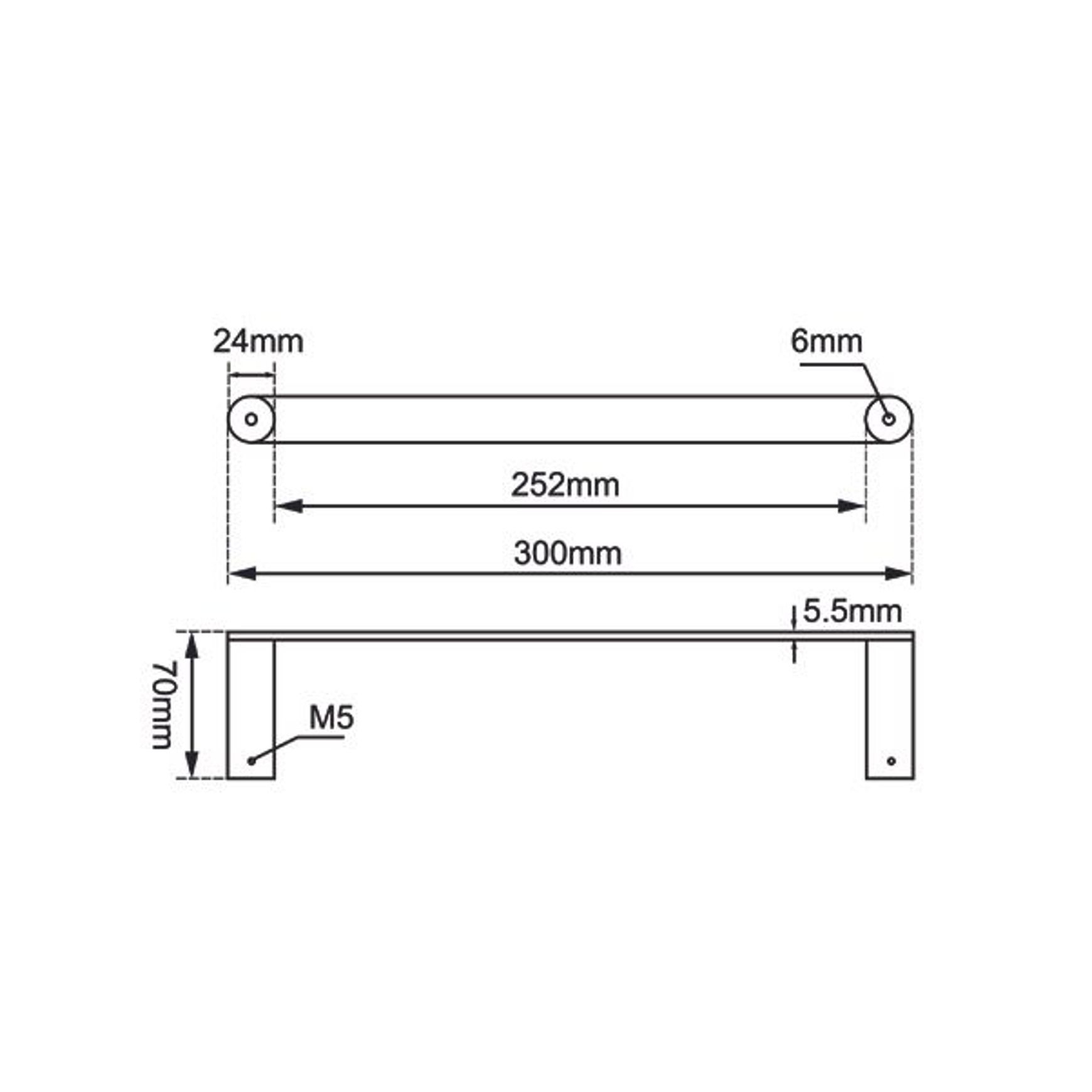 Rushy Hand Towel Rail Gun Metal Grey dimensions