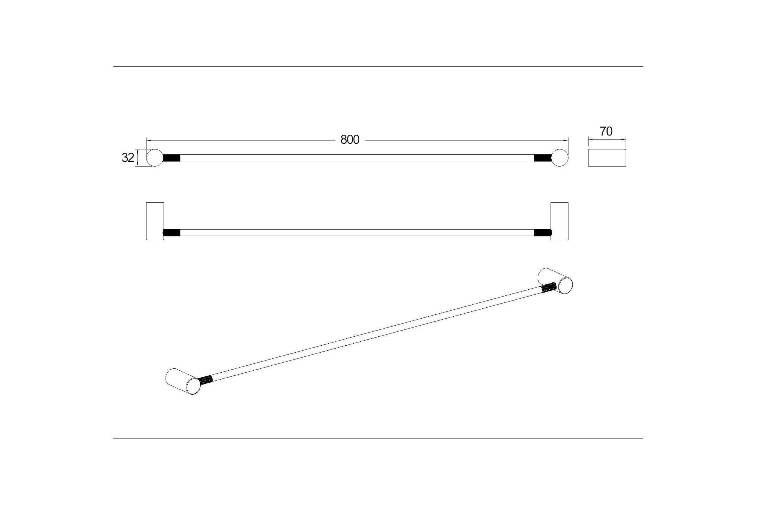 Caddence Single Towel Rail 800mm Gun Metal Grey
