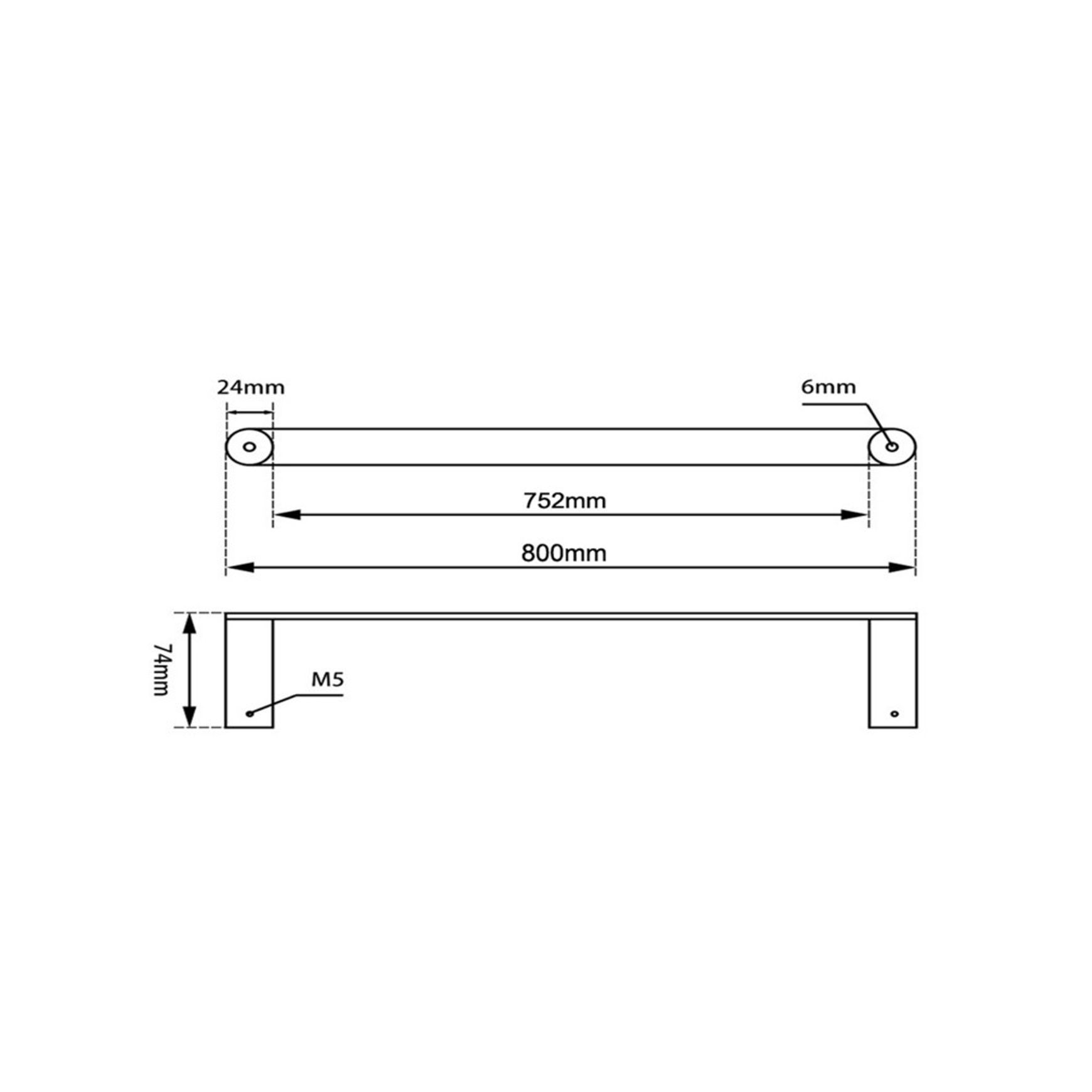 Rushy Single Towel Rail 800mm Brushed Nickel