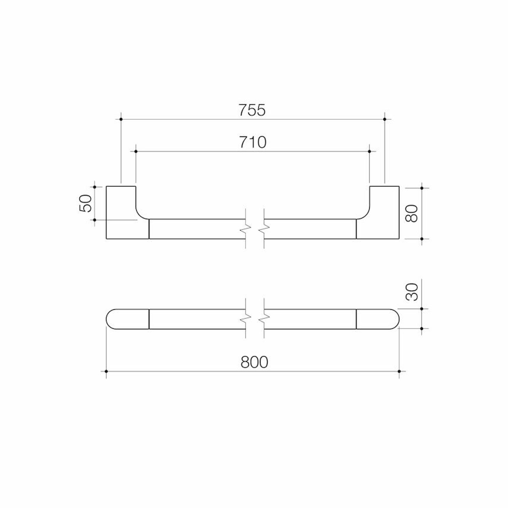 Urbane II Universal Rail Straight 800mm