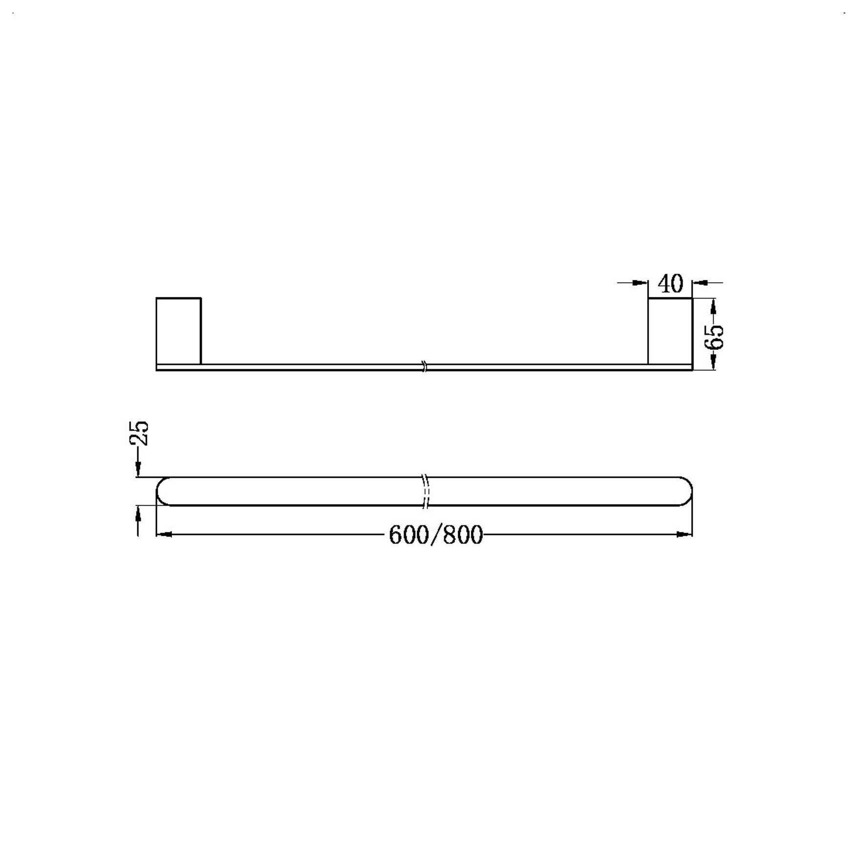 Bianca Single Towel Rail 800mm | Chrome dimensions