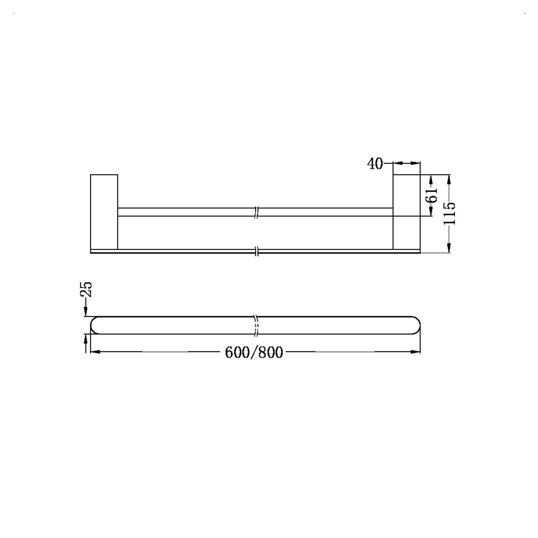 Bianca Double Towel Rail 800mm | Brushed Gold