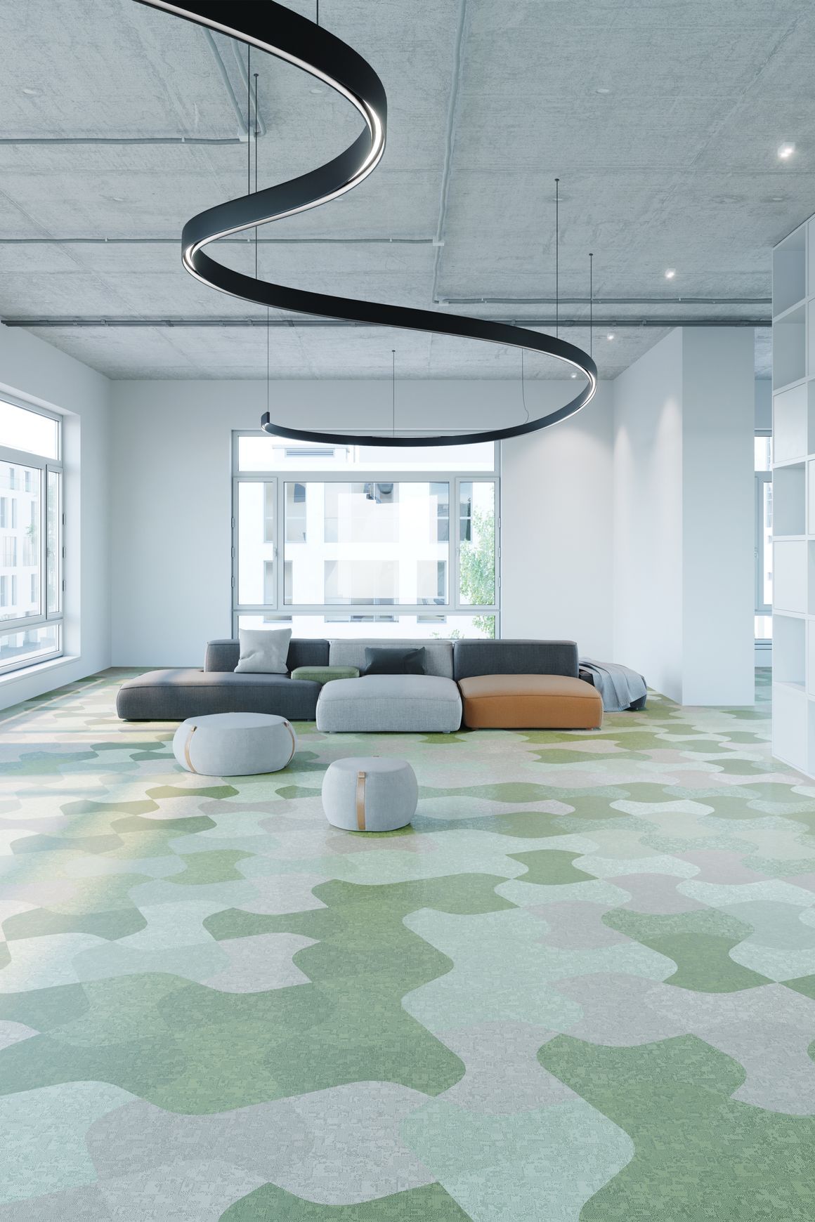 Versatile shaped woven eco-vinyl tiles by ntgrate®
