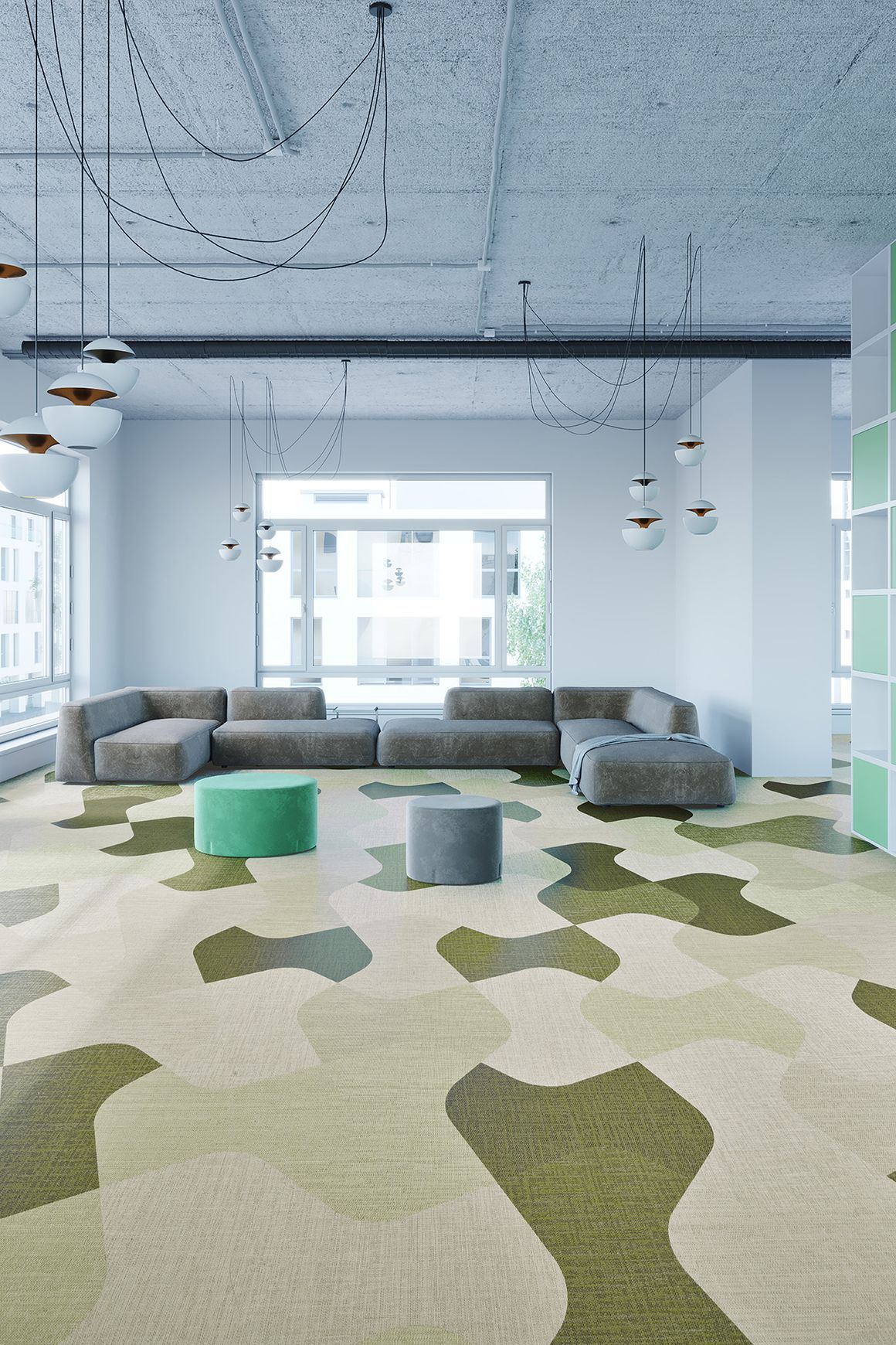 Versatile shaped woven eco-vinyl tiles by ntgrate®