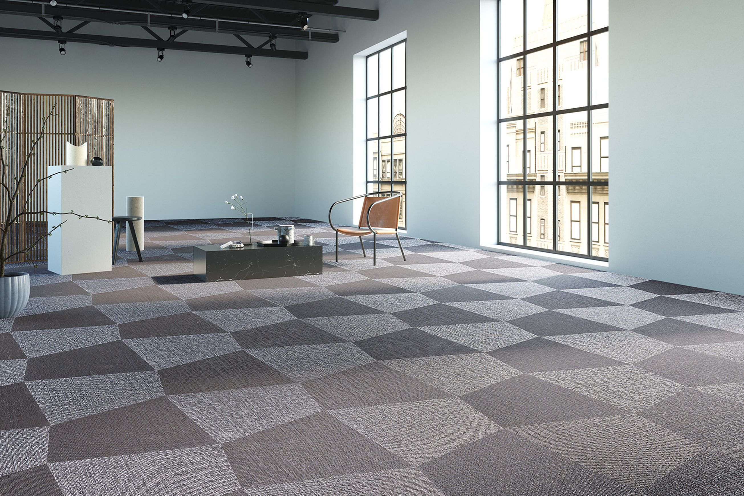 Versatile shaped woven eco-vinyl tiles by ntgrate®
