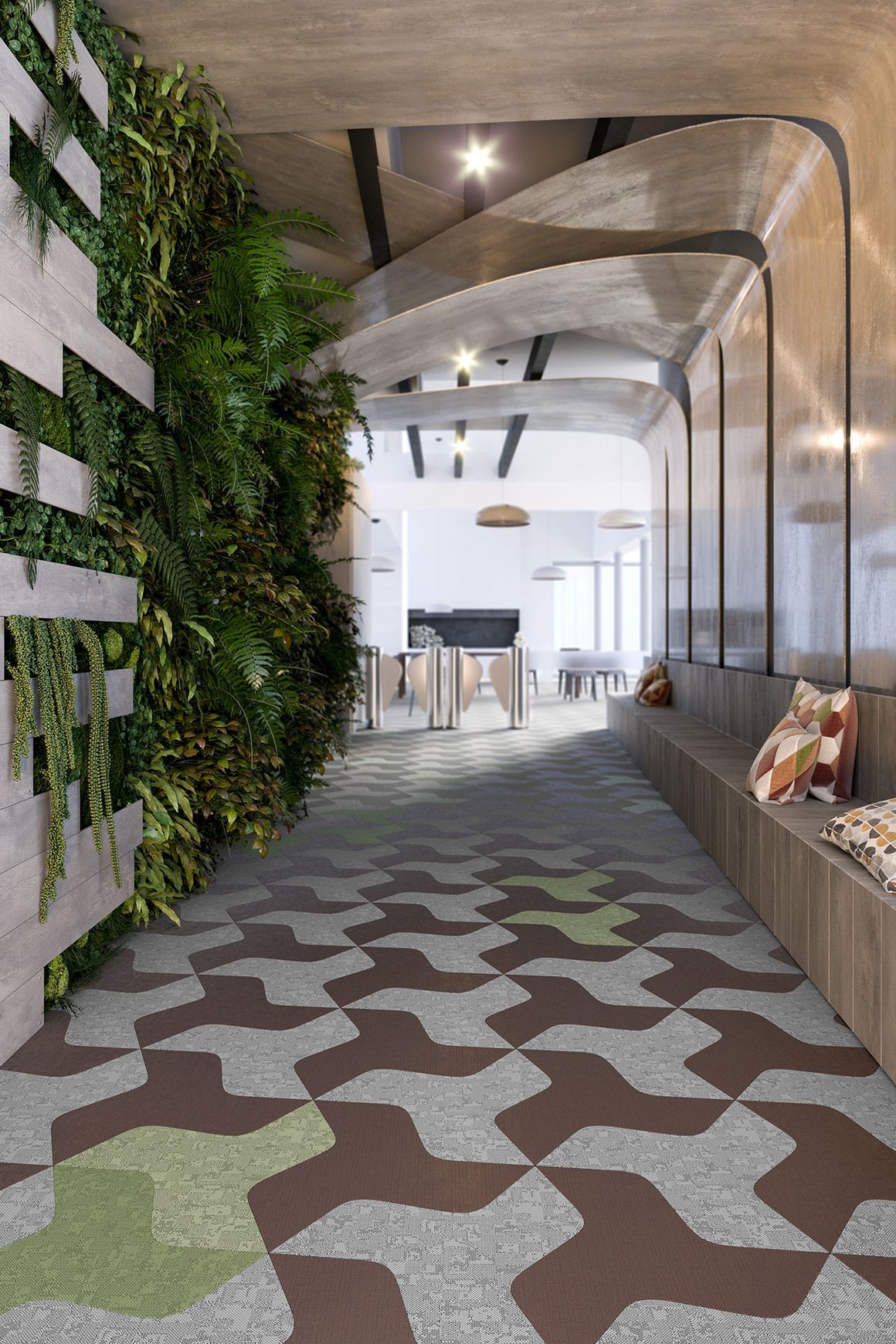 Versatile shaped woven eco-vinyl tiles by ntgrate®