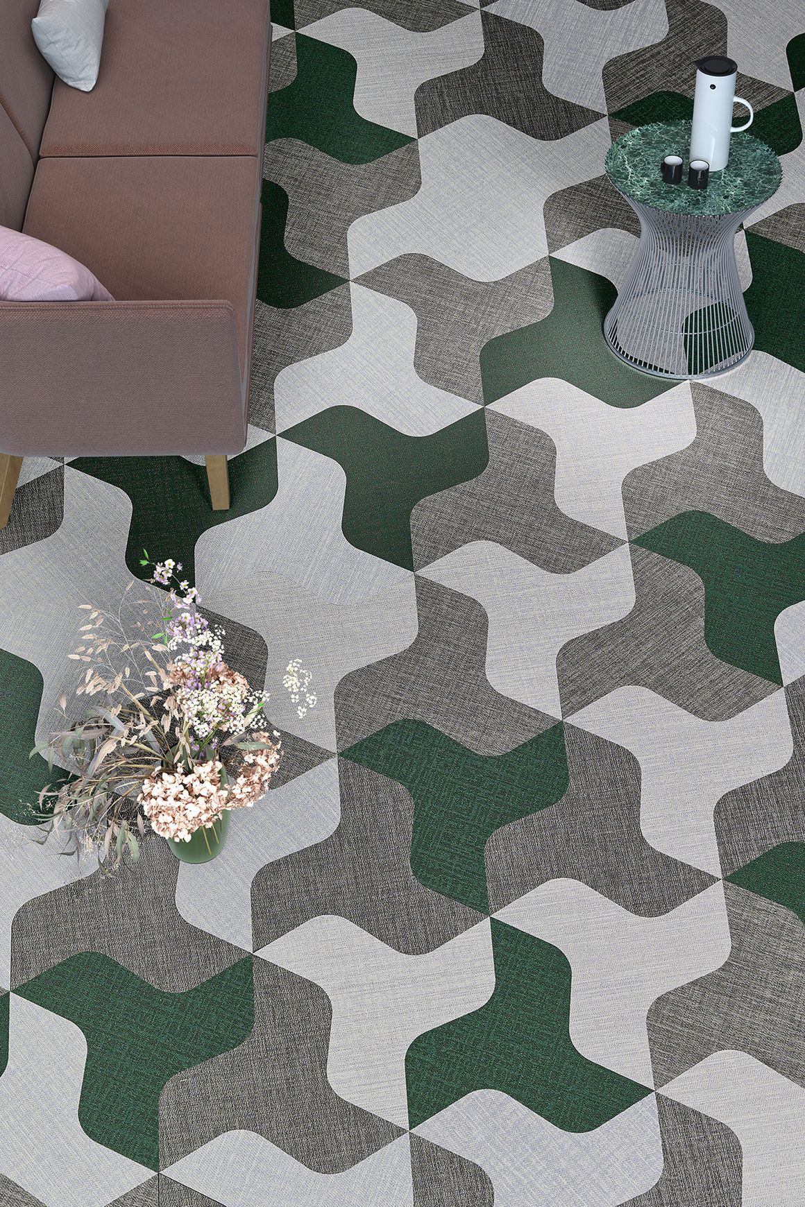 Versatile shaped woven eco-vinyl tiles by ntgrate®