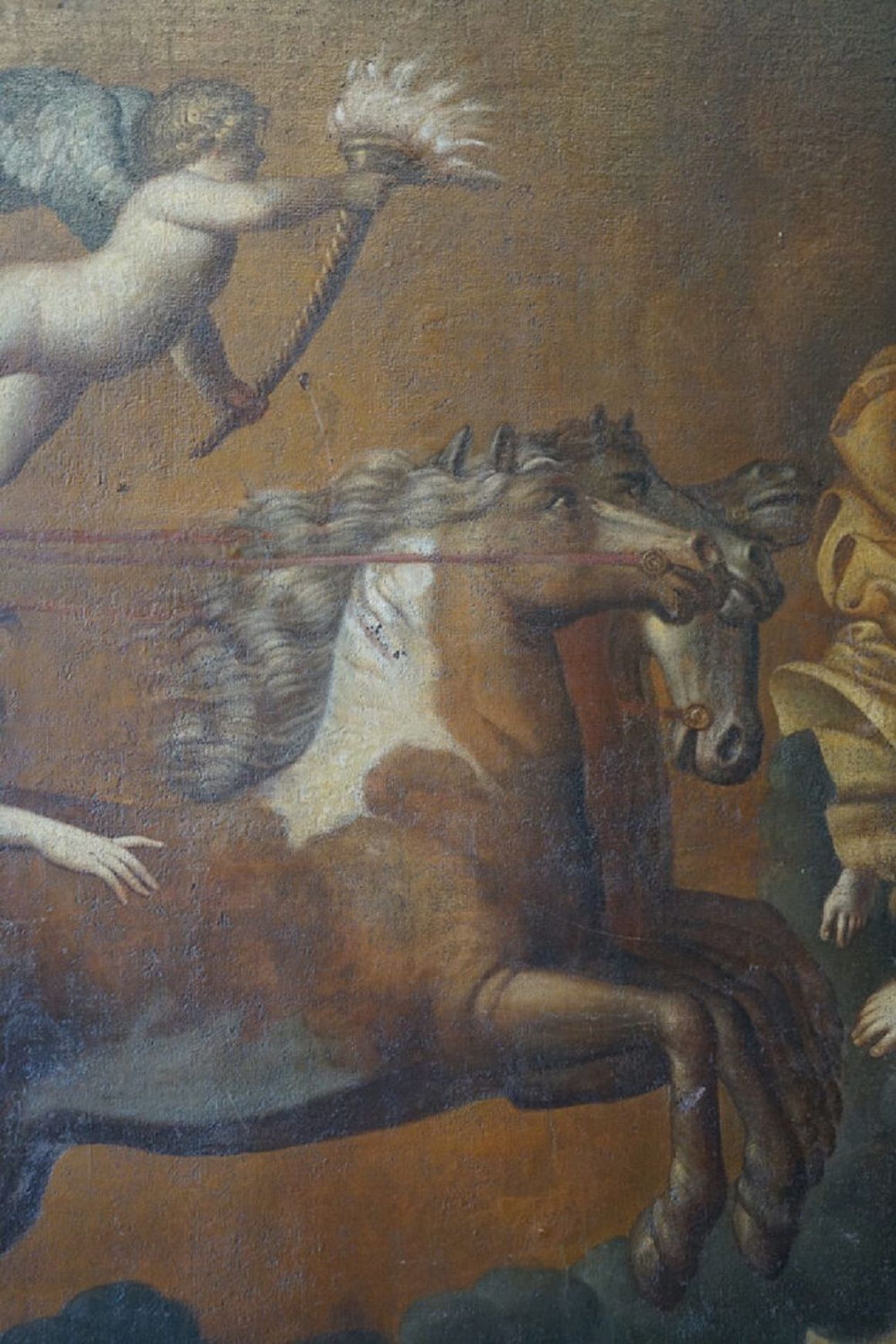 Large Italian Antique Oil Painting of Aurora & Apollo