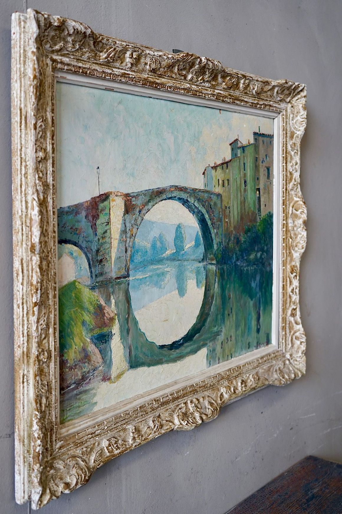 Oil Painting of a French Village Scene